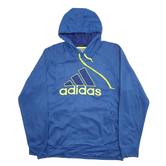 Mens Blue Adidas Spellout Climawarm Hoodie Jumper