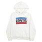 Mens White Levis Spellout Hoodie Jumper