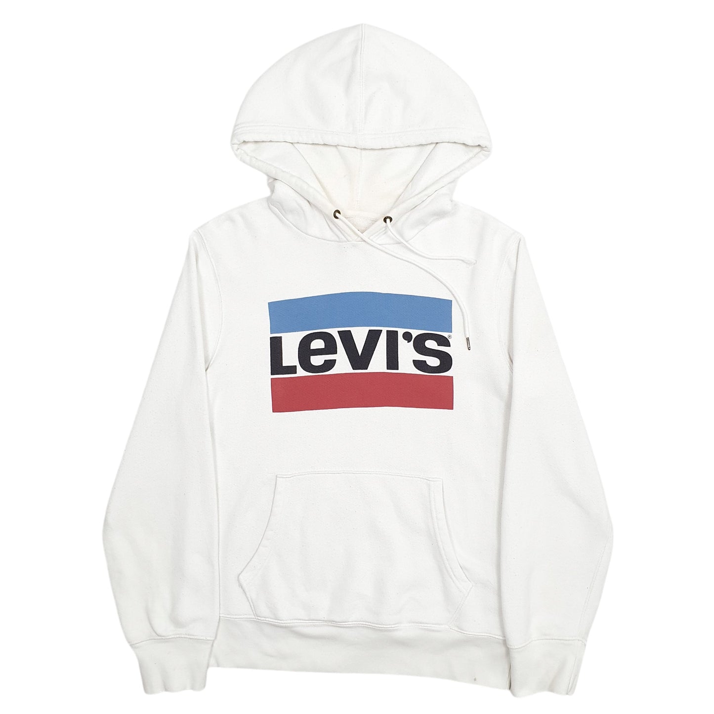 Mens White Levis Spellout Hoodie Jumper