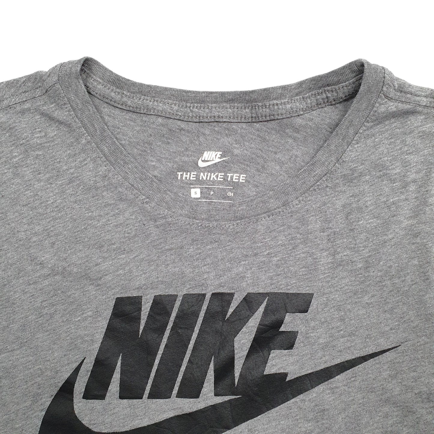 Mens Grey Nike Spellout Long Sleeve T Shirt