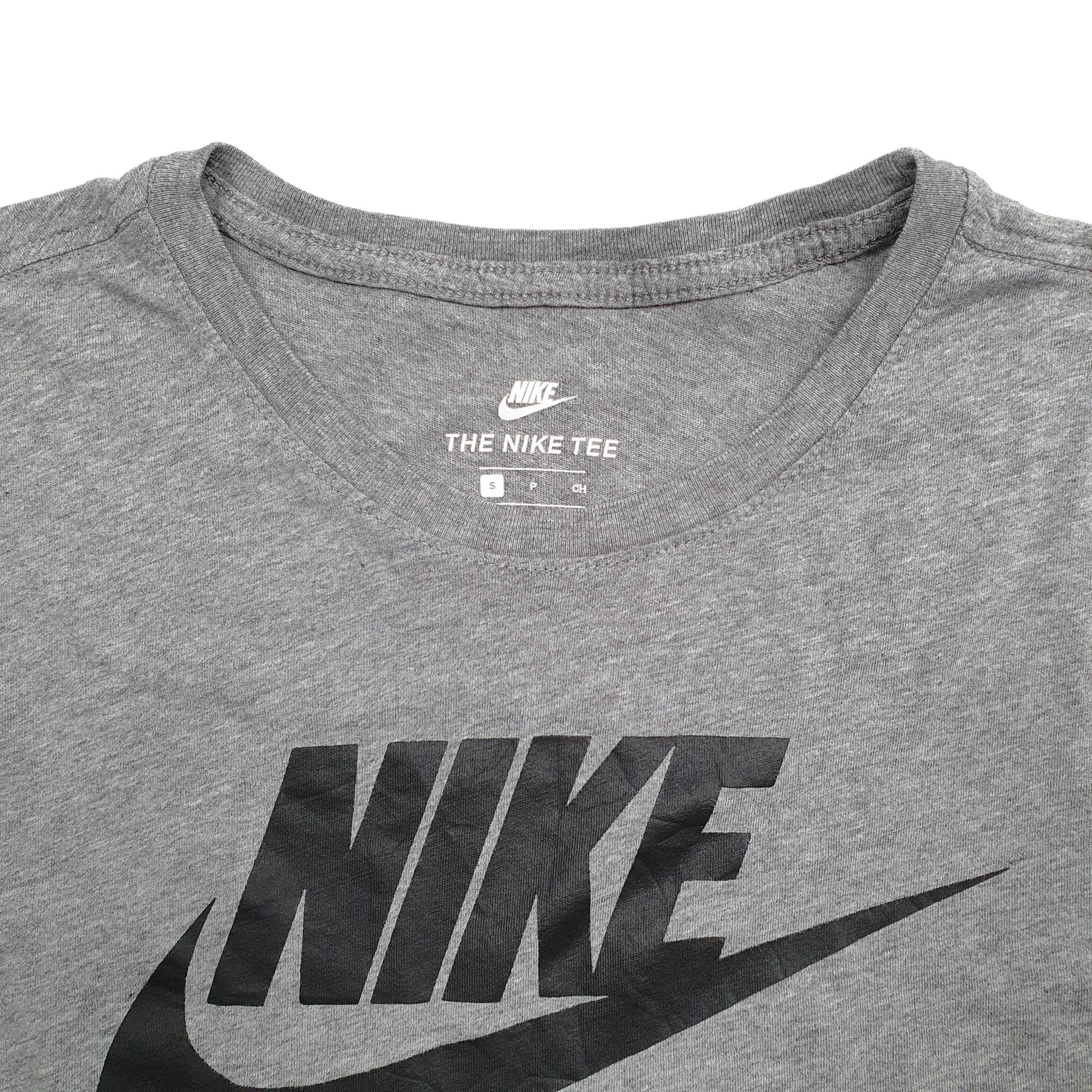 Mens Grey Nike Spellout Long Sleeve T Shirt