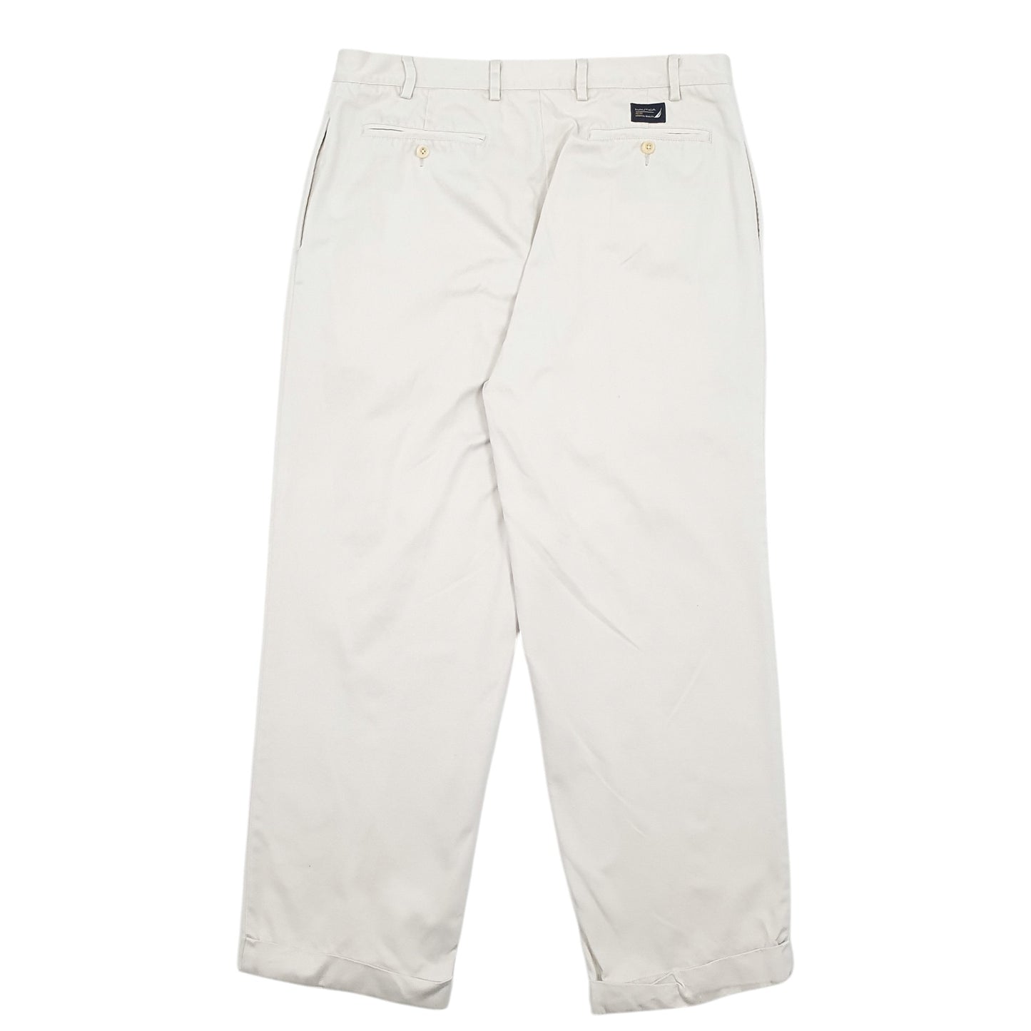 Mens Cream Nautica Rigger Double Pleated Chino Trousers