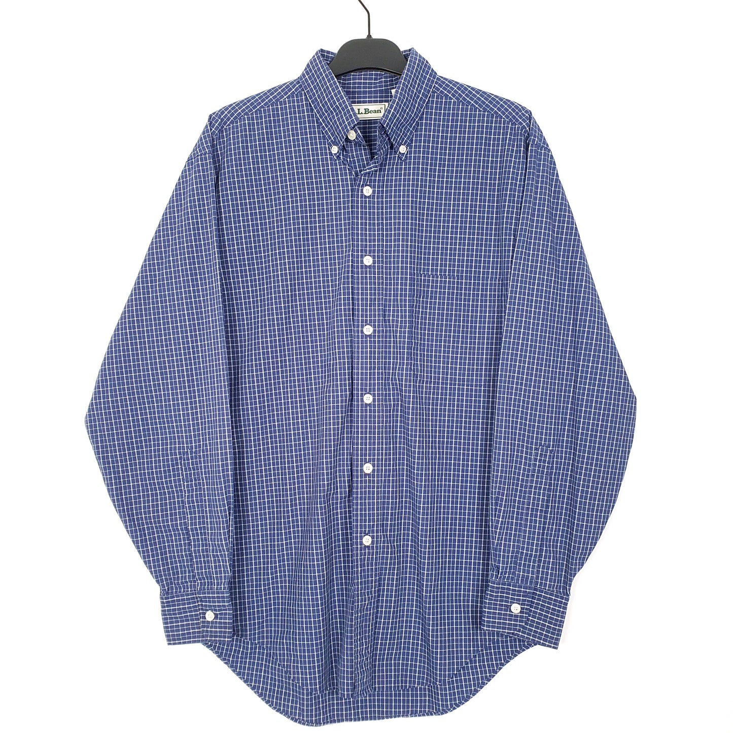 Mens Navy L.L.Bean Vintage 1990s Long Sleeve Shirt