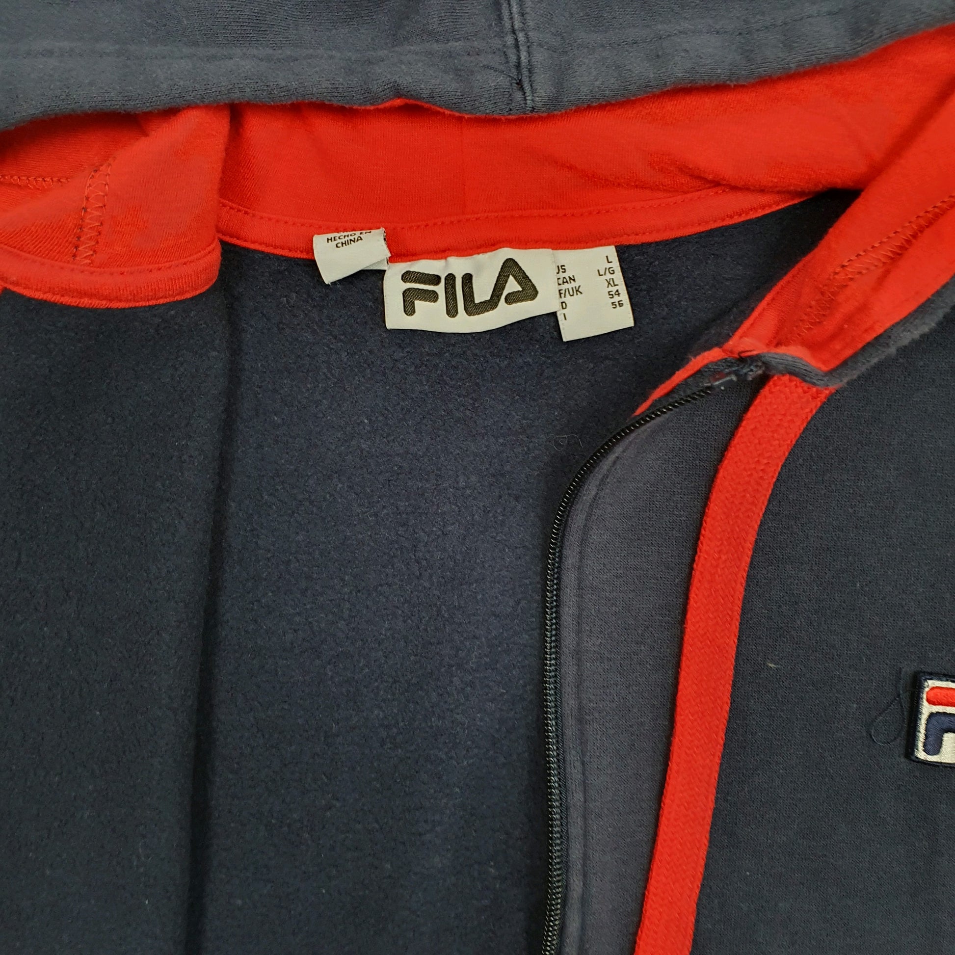Mens Navy Fila Hoodie Full Zip Jumper