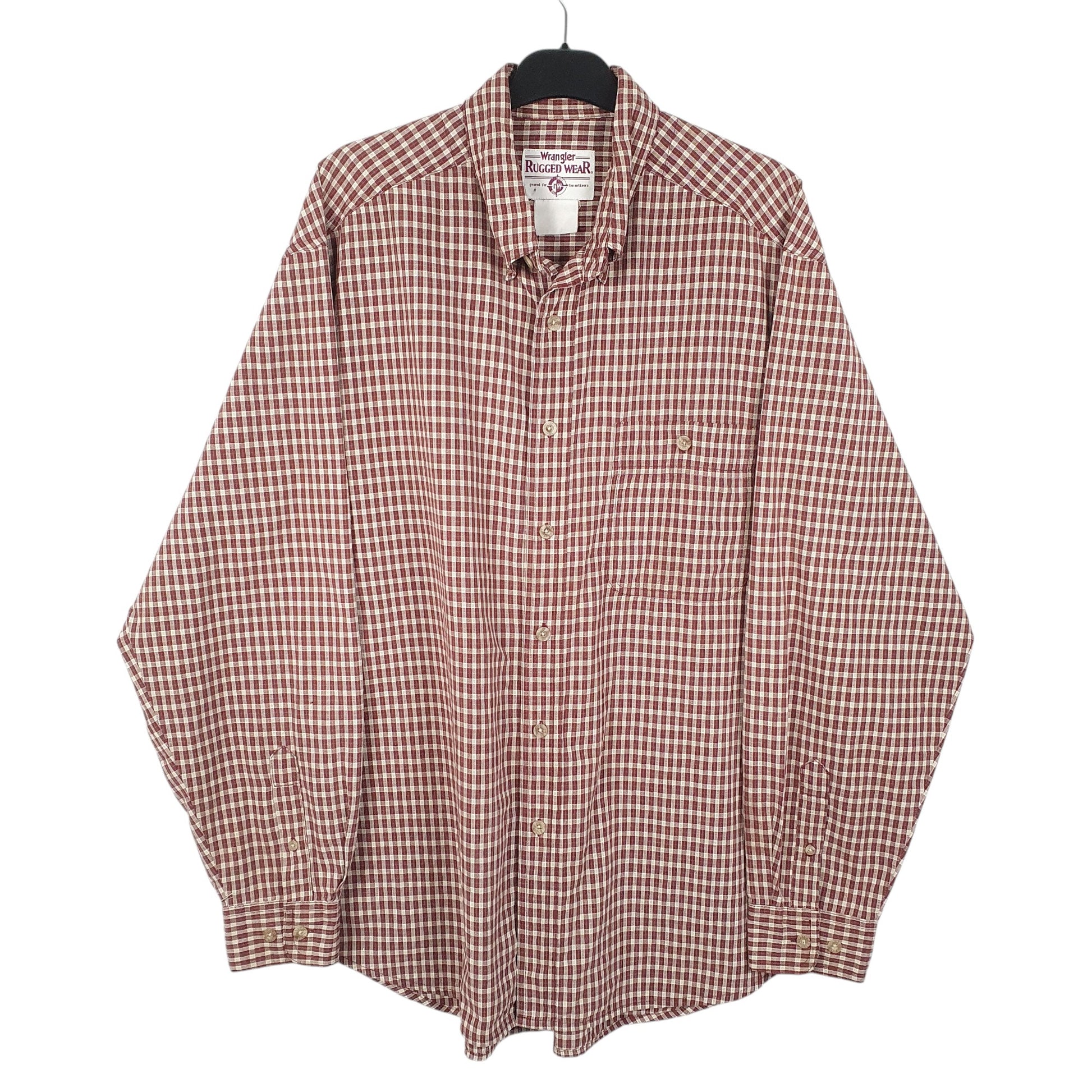 Mens Burgundy Wrangler Rugged Wear Long Sleeve Shirt