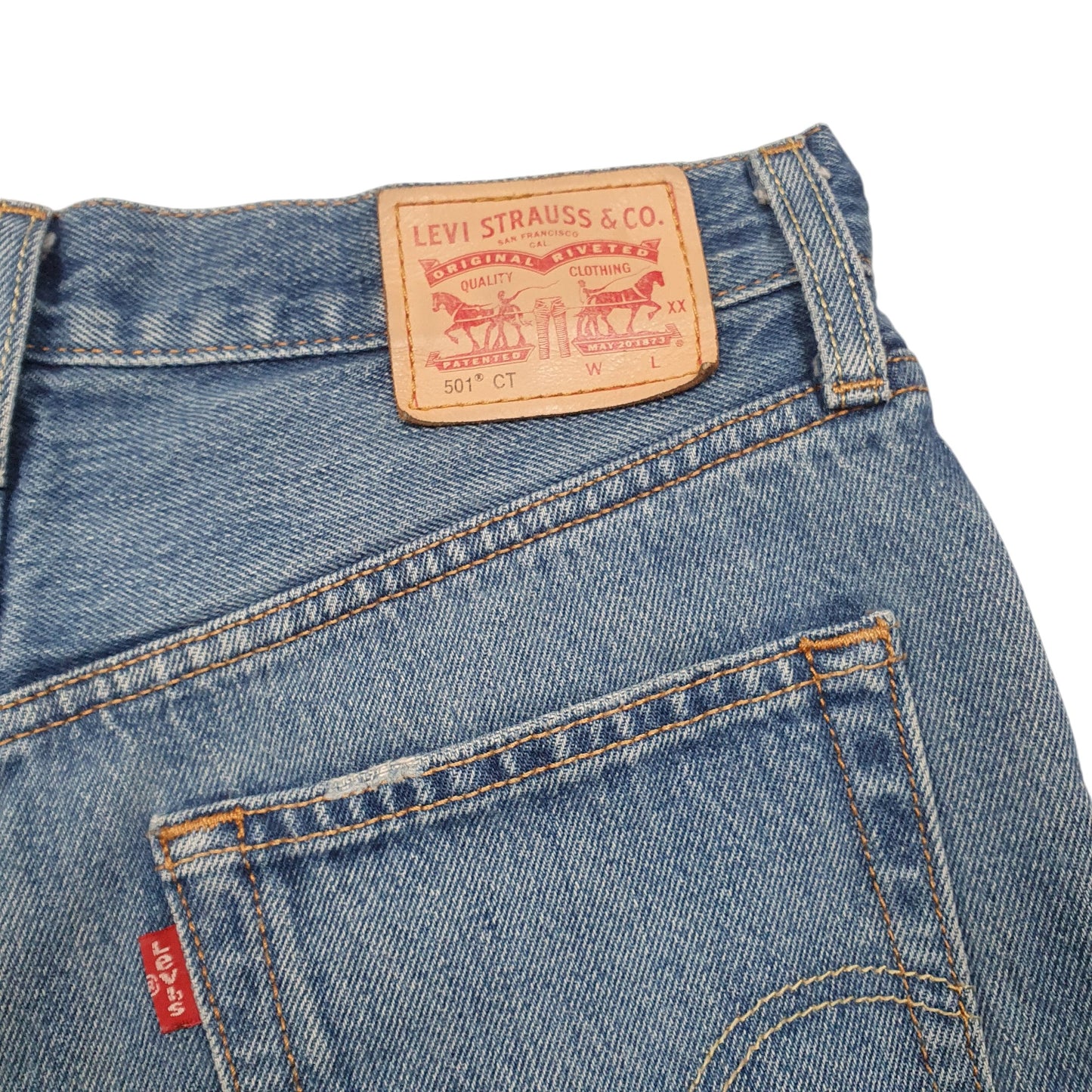 Womens Blue Levis 501 Jorts Hot Pants Denim Shorts