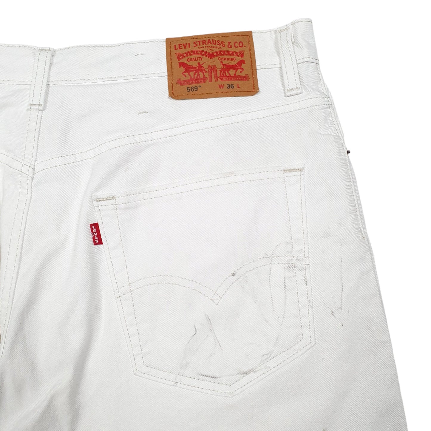 Mens White Levis Denim Jeans Jorts 569 Relaxed Baggy Denim Shorts