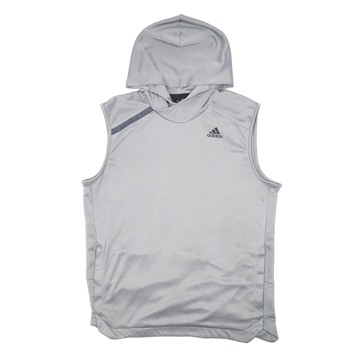 Mens Grey Adidas Sleeveless Workout Gym Active Hoodie Jumper