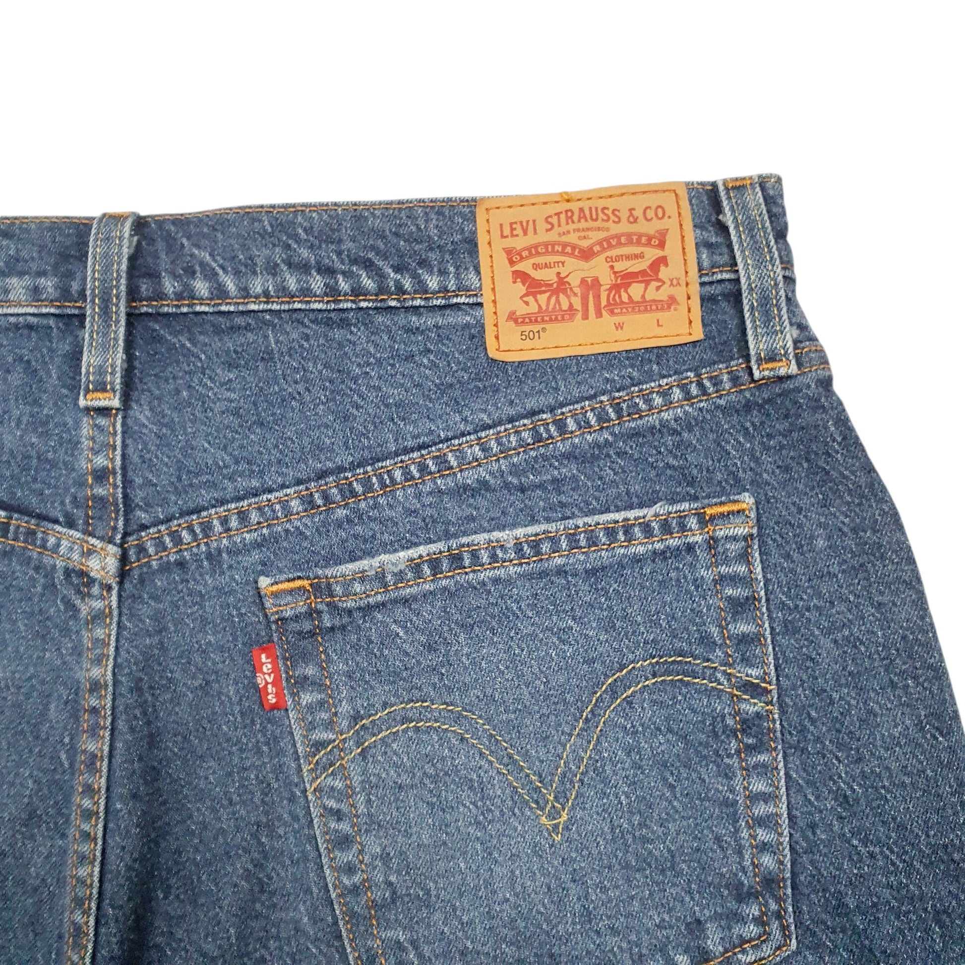 Womens Blue Levis 501 Jorts Hot Pants Denim Shorts