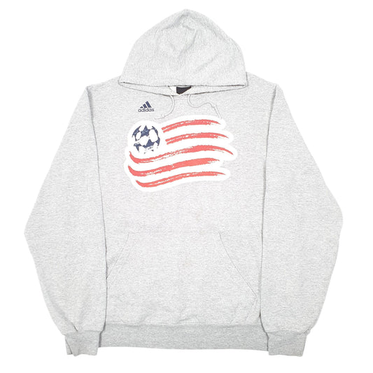 Mens Grey Adidas USA Soccer Team Flag Hoodie Jumper