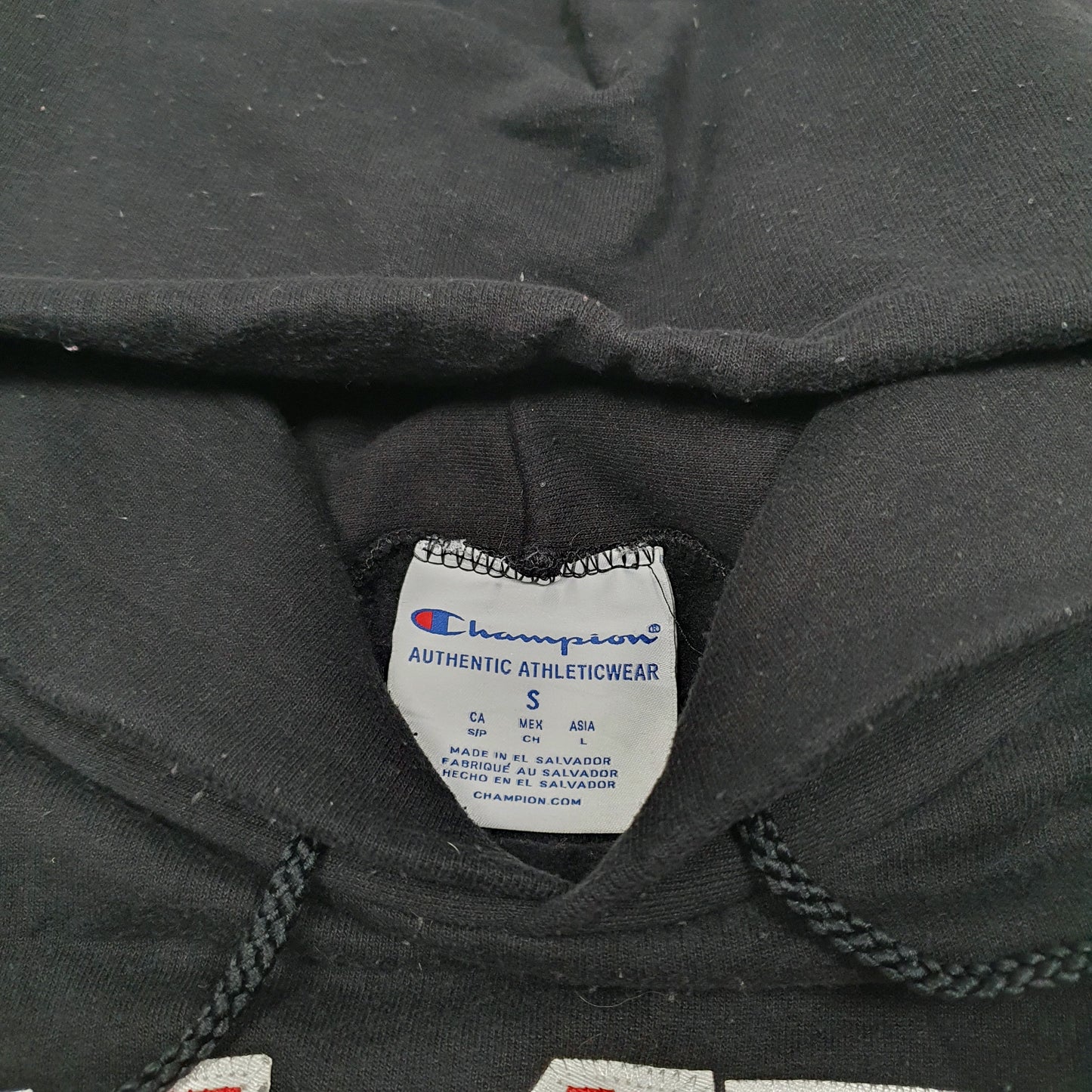 Mens Black Champion Ball State University USA Spellout Hoodie Jumper