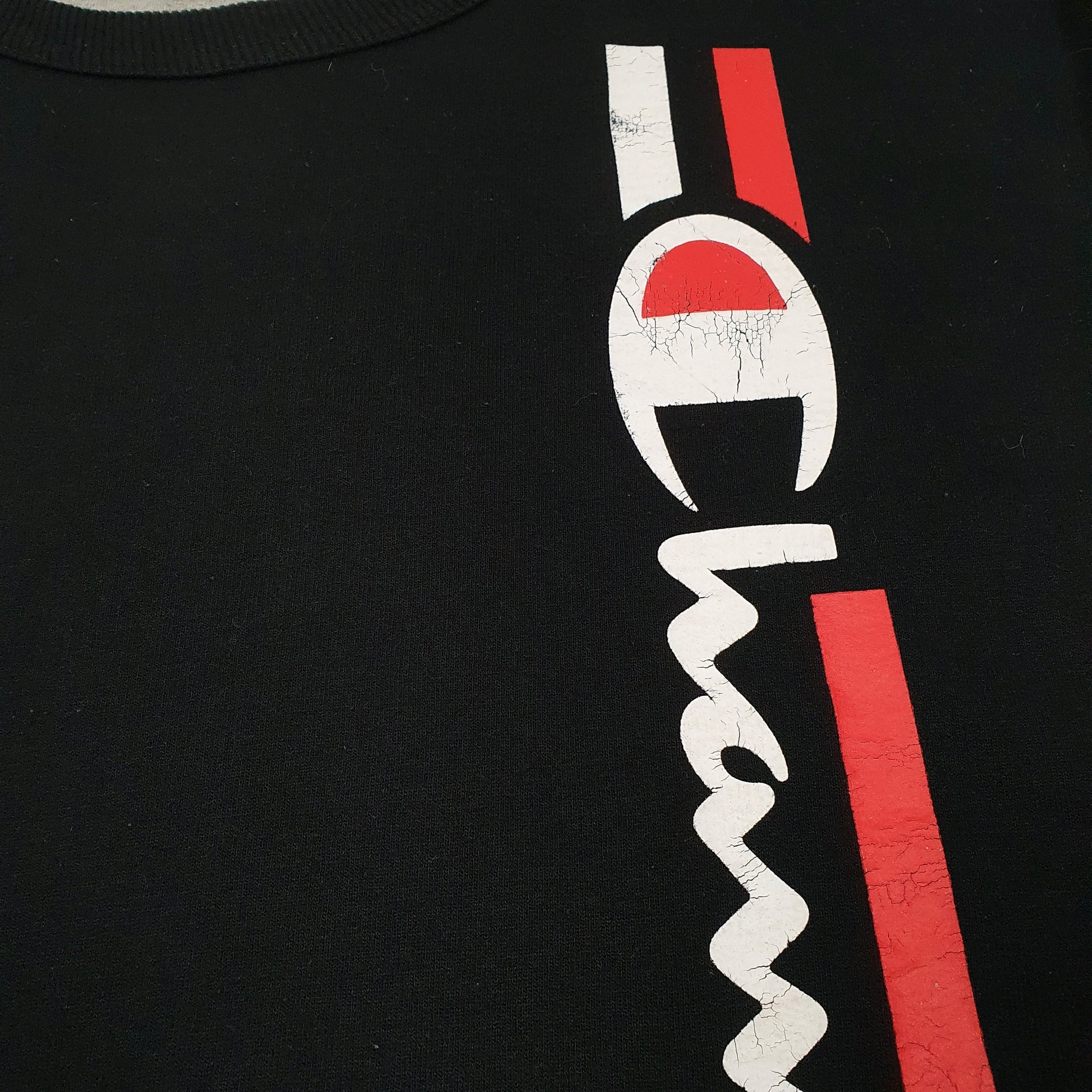 Mens Black Champion Spellout Crewneck Jumper