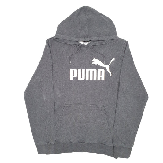 Mens Grey Puma Spellout Hoodie Jumper