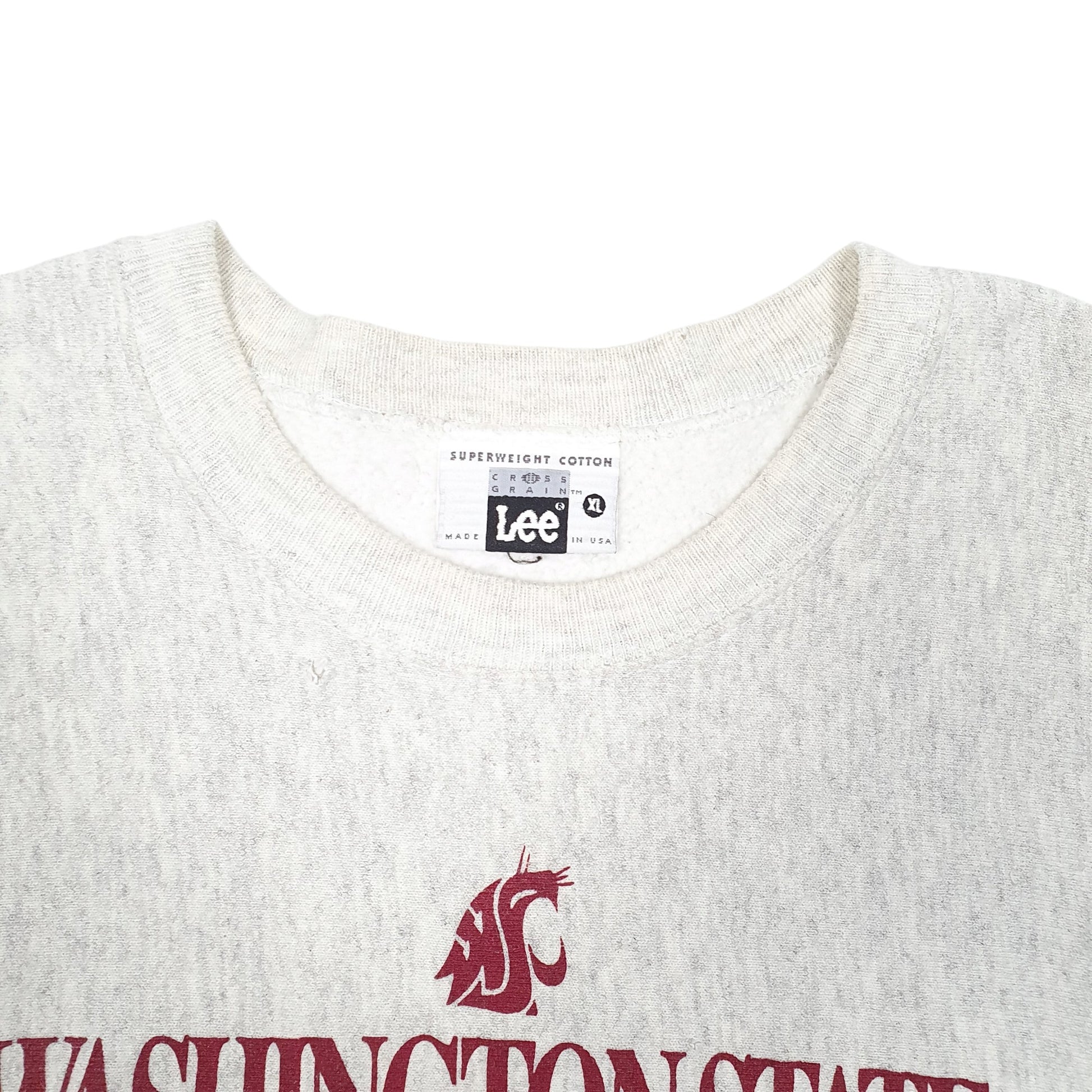 Mens Grey Lee Vintage Crossgrain Washington State University 1992 Made In U.S.A Crewneck Jumper