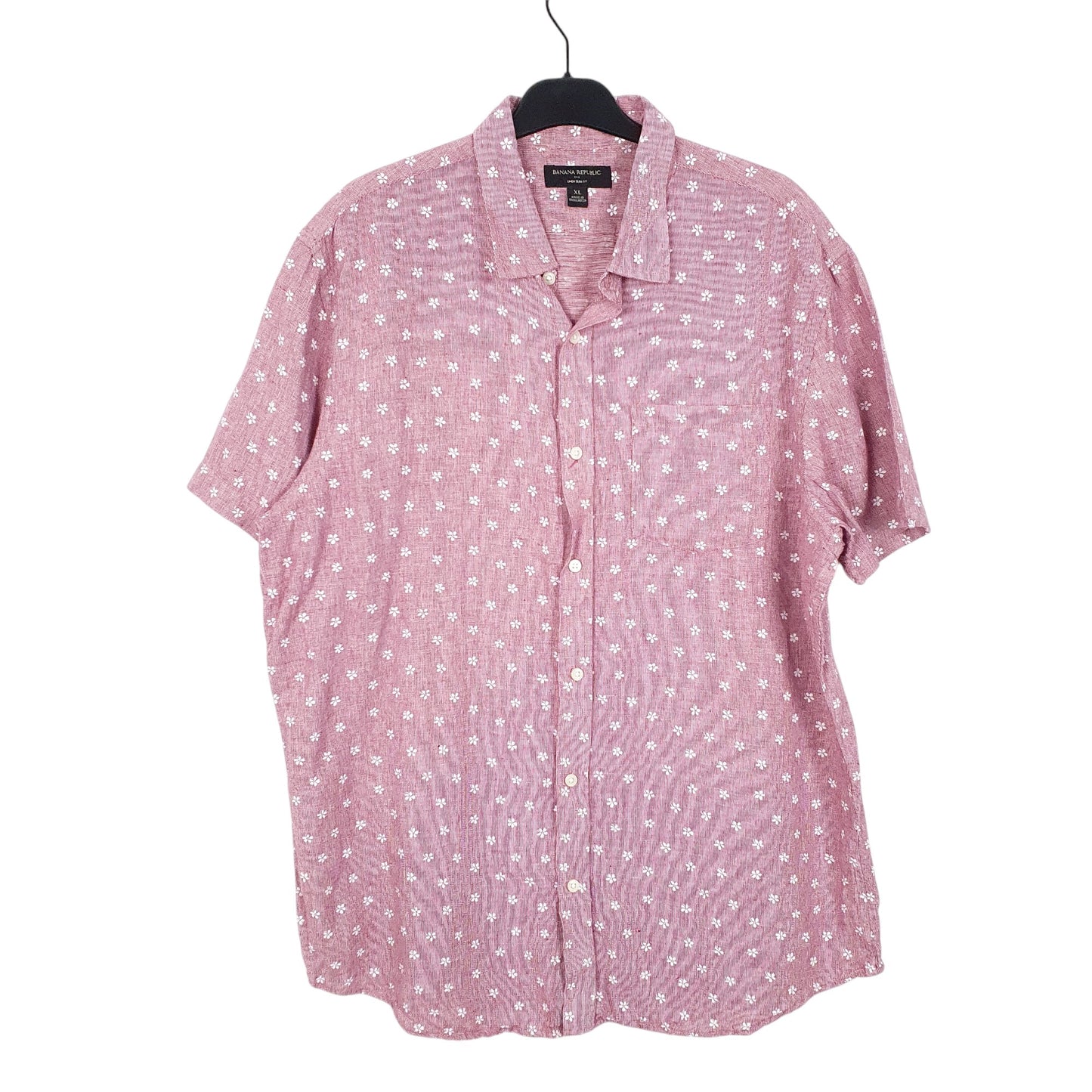 Mens Red Banana Republic Blend Floral Flowers Hawaiian Short Sleeve Shirt