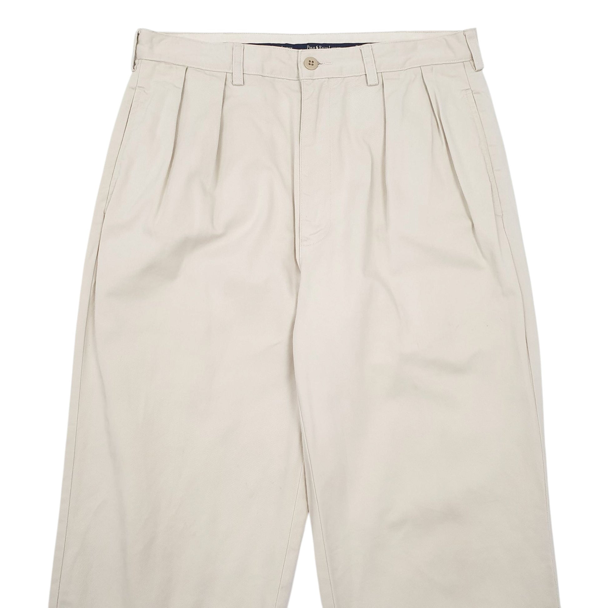 Mens Cream Polo Ralph Lauren Double Pleated Chino Trousers