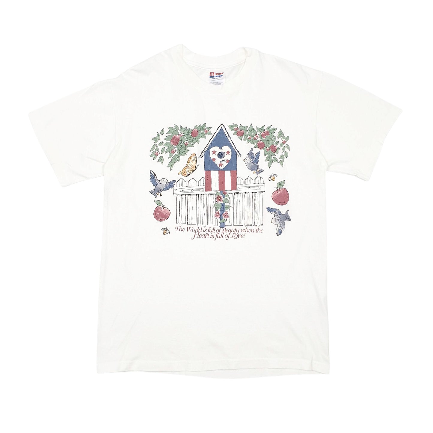 Mens White Hanes Single Stitch Vintage 90s Short Sleeve T Shirt