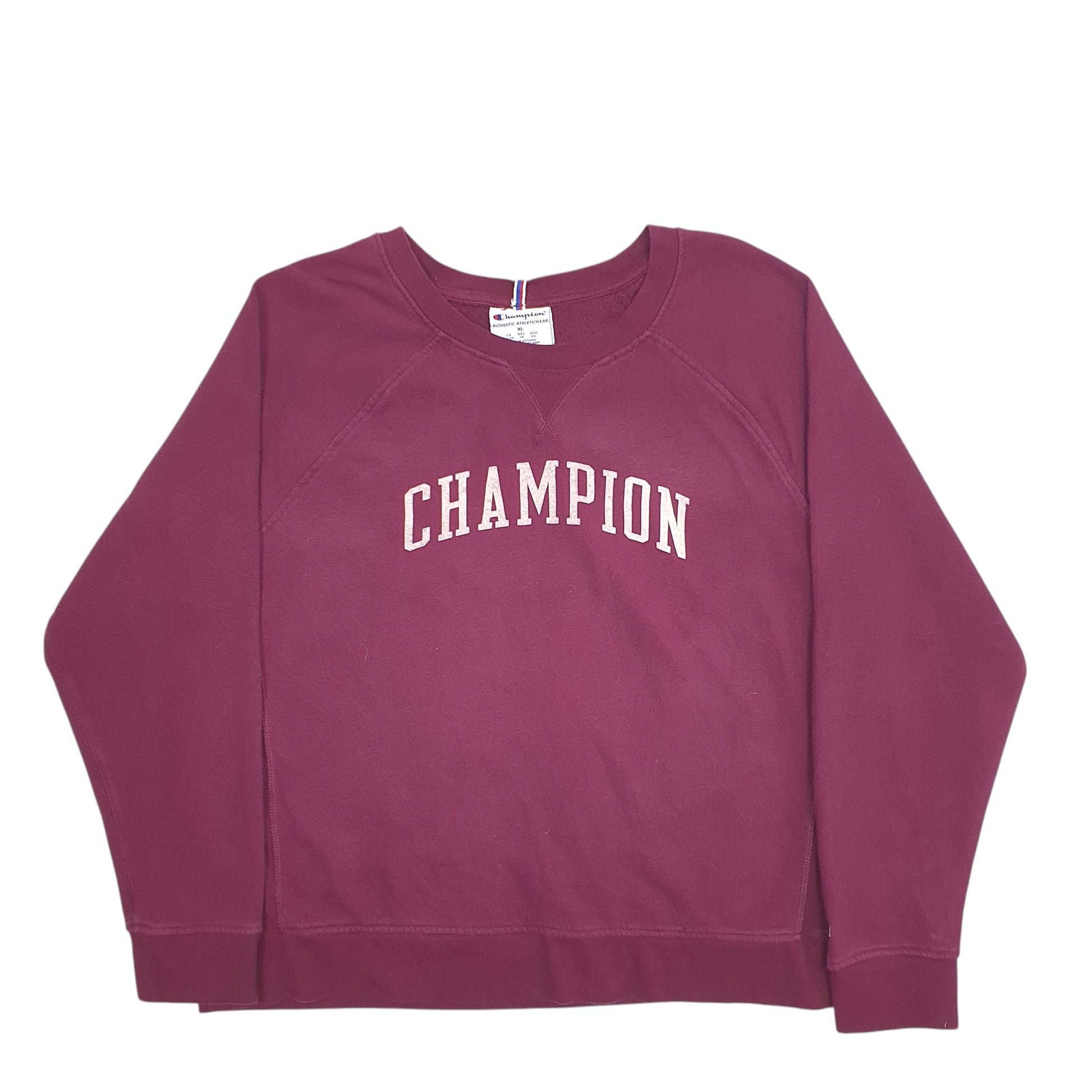 Womens Burgundy Champion Spellout Crewneck Jumper