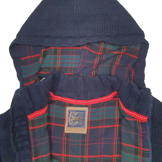 Mens Navy Cazador Crew Lined Full Zip Jumper