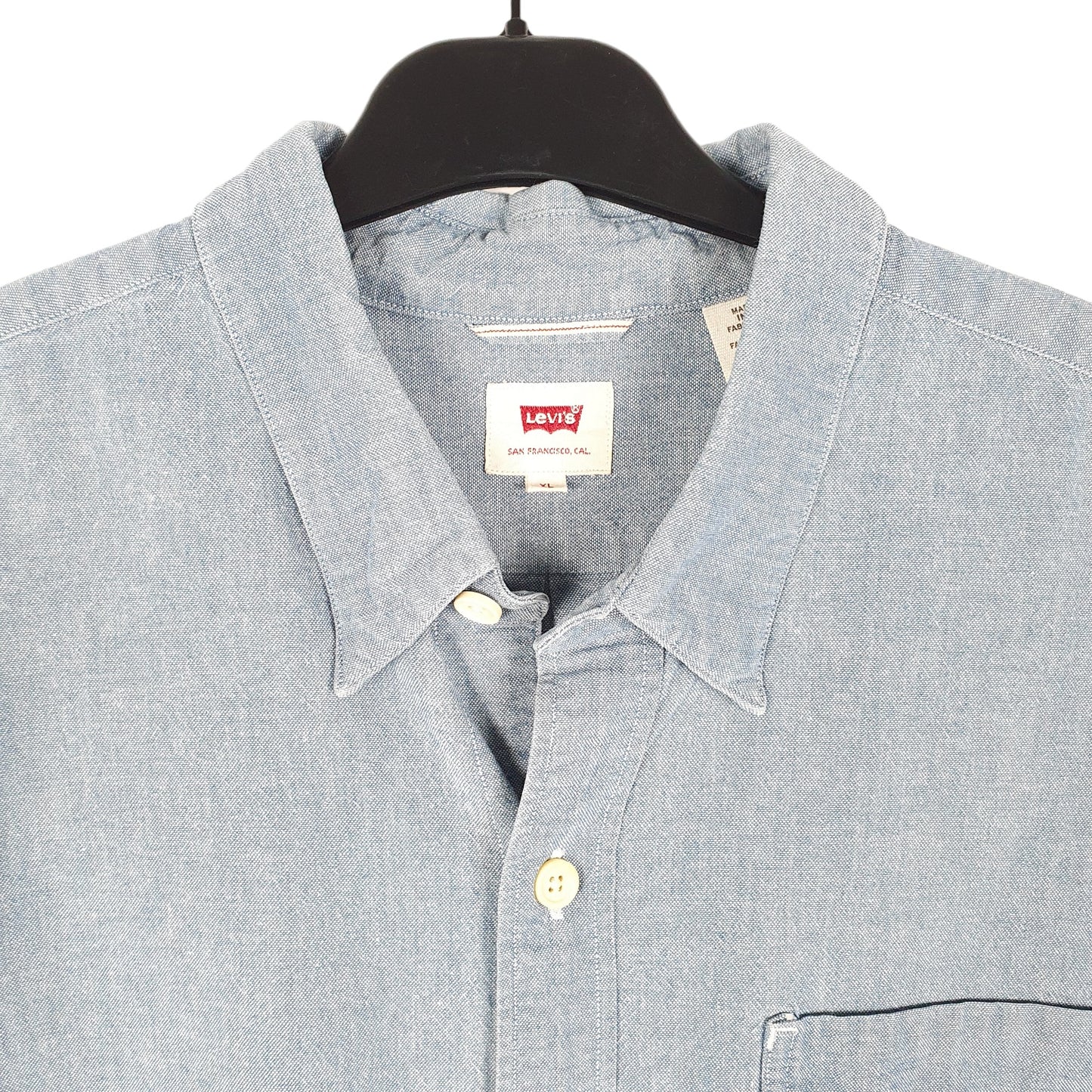Mens Blue Levis Chambray Oxford Long Sleeve Shirt