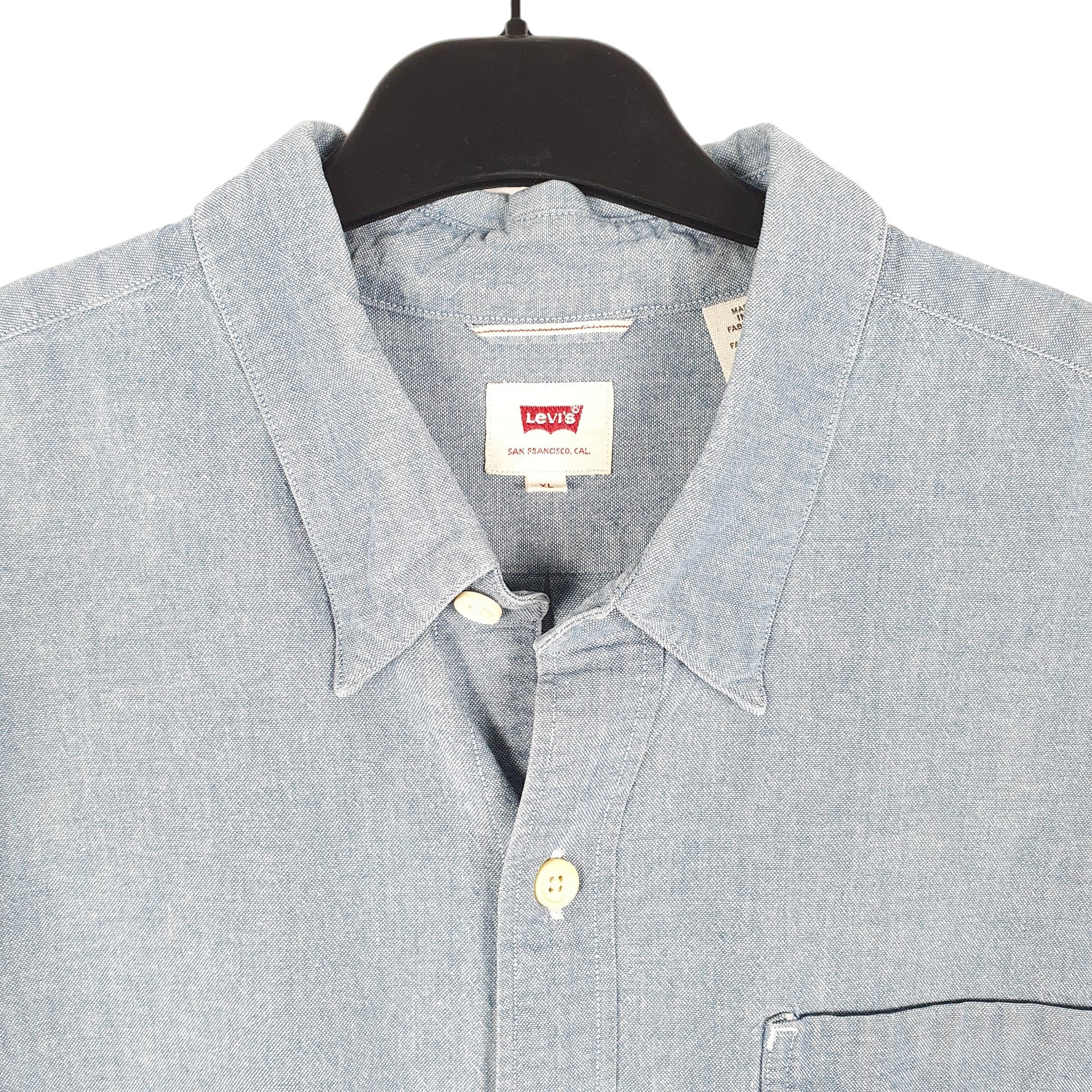 Mens Blue Levis Chambray Oxford Long Sleeve Shirt