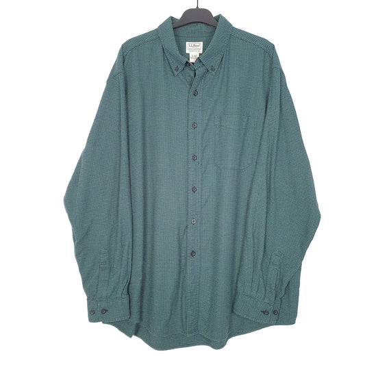 Mens Green L.L.Bean Houndstooth Overshirt Long Sleeve Shirt
