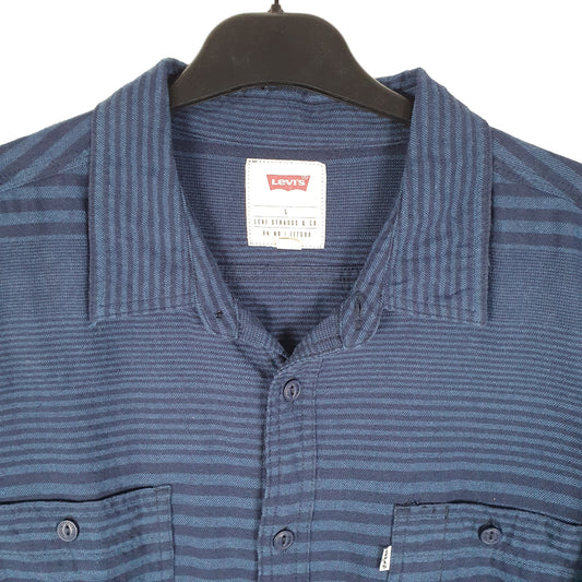 Mens Navy Levis Flannel Long Sleeve Shirt