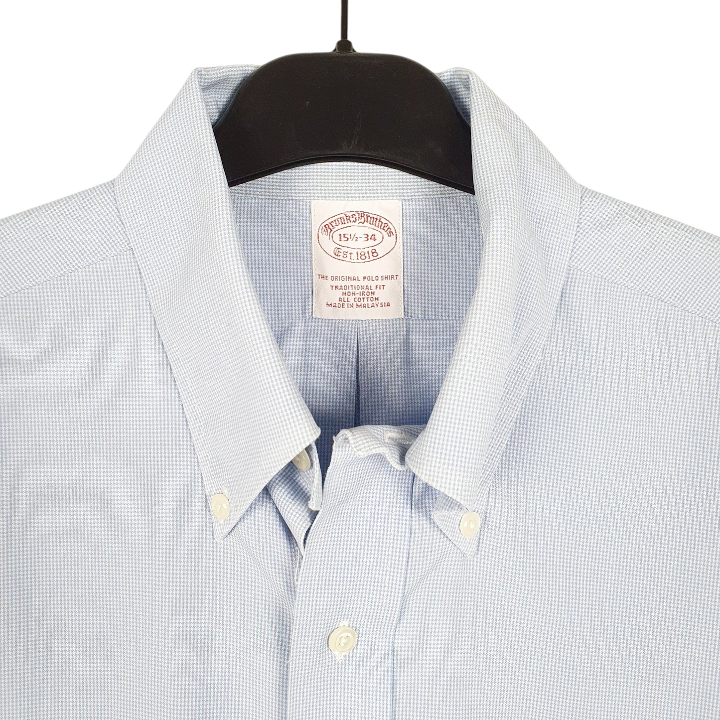 Mens Blue Brooks Brothers Houndstooth Long Sleeve Shirt