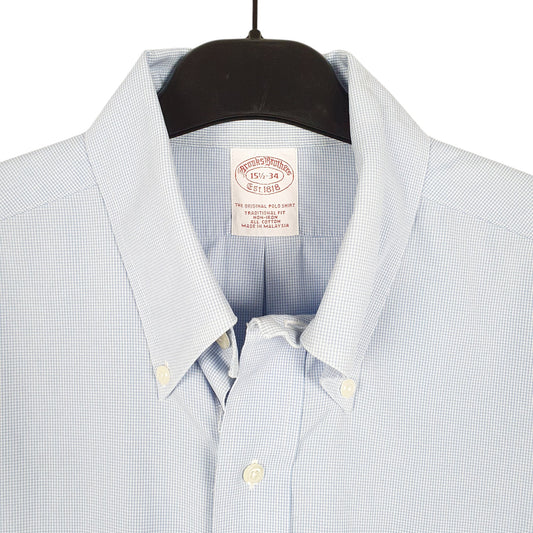 Mens Blue Brooks Brothers Houndstooth Long Sleeve Shirt