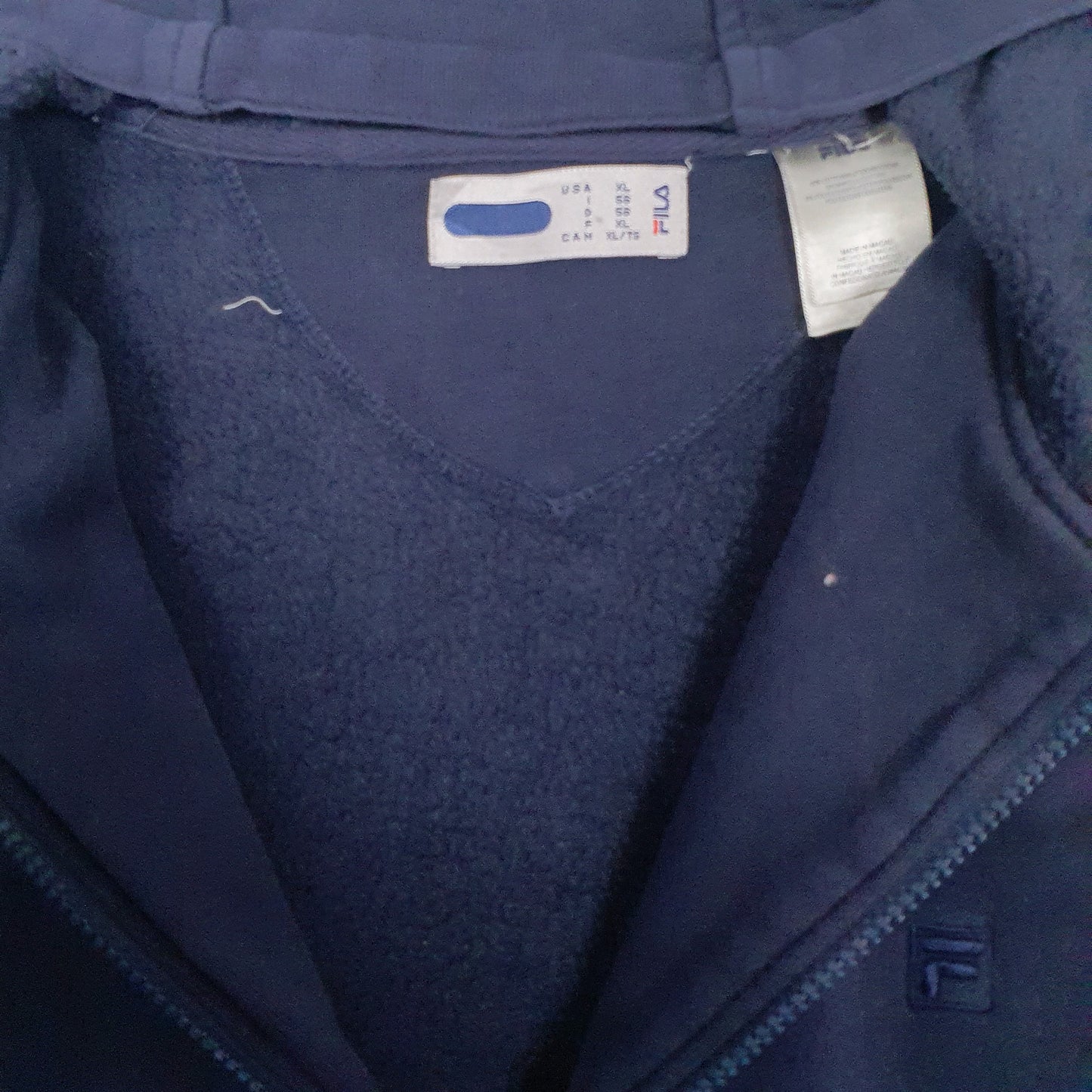 Mens Navy Fila  Full Zip Jumper