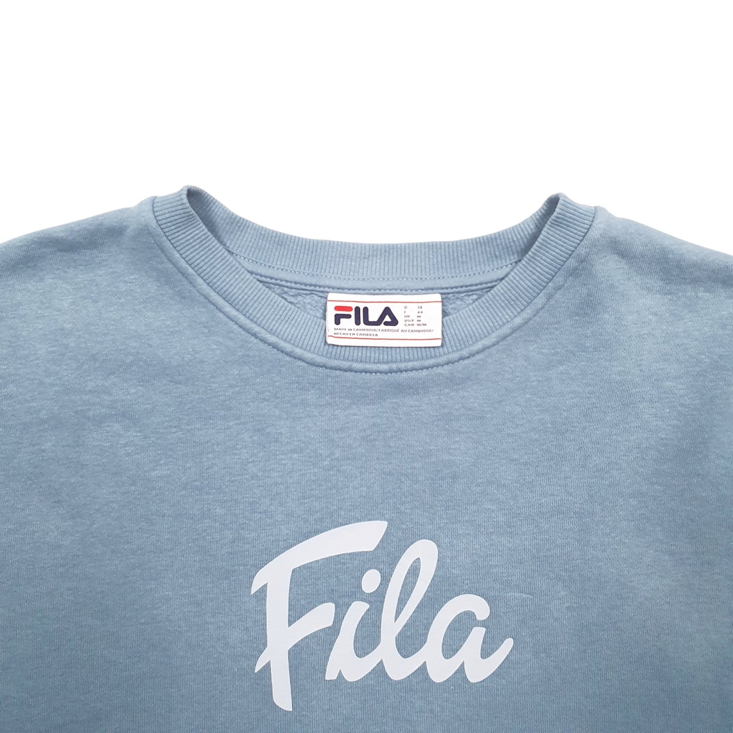 Womens Blue Fila Spellout Crewneck Jumper