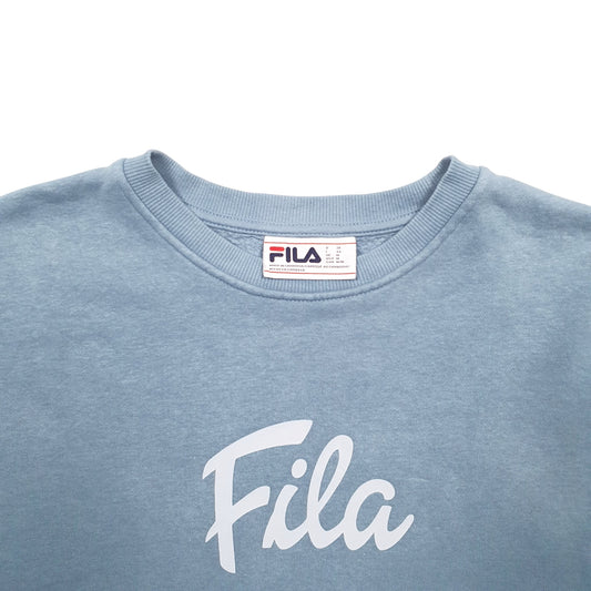 Womens Blue Fila Spellout Crewneck Jumper