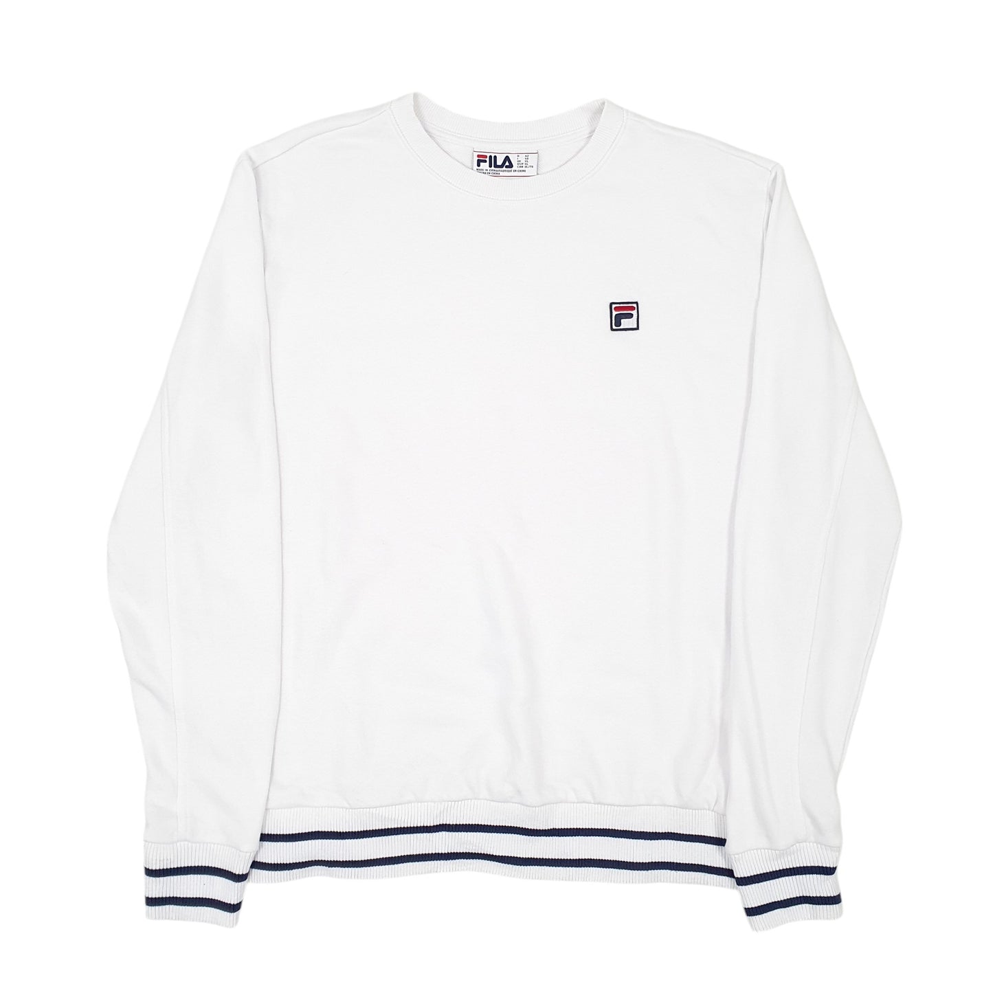 Mens White Fila  Crewneck Jumper