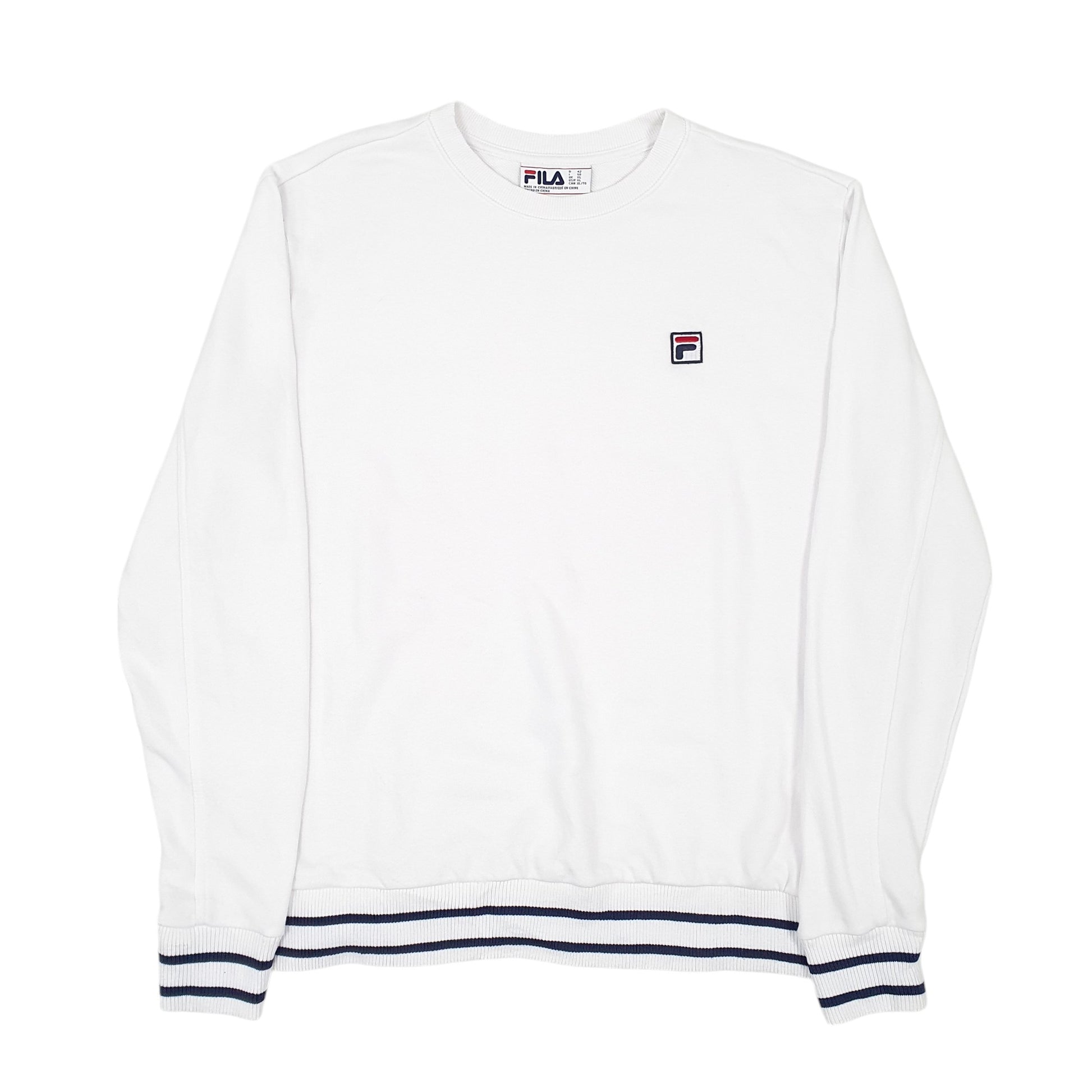 Mens White Fila  Crewneck Jumper