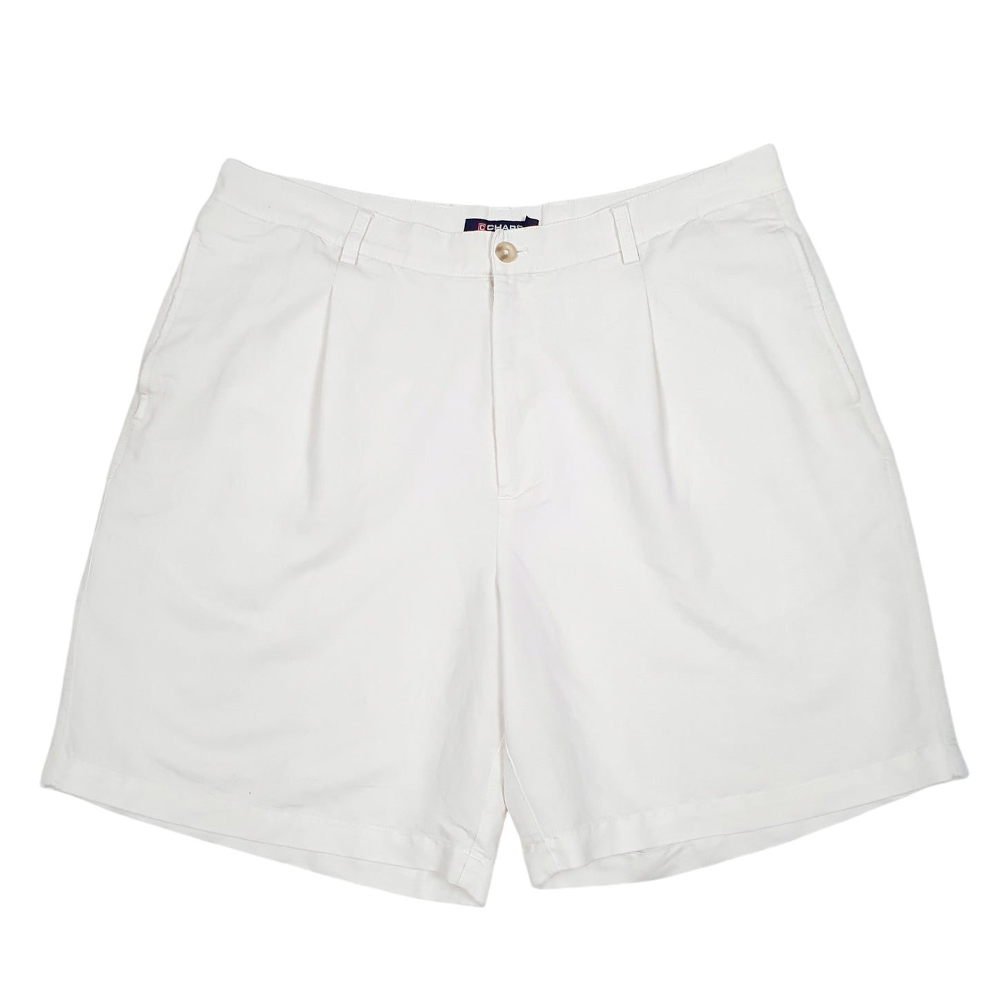 Mens White Chaps Golf Pleated Chino Shorts