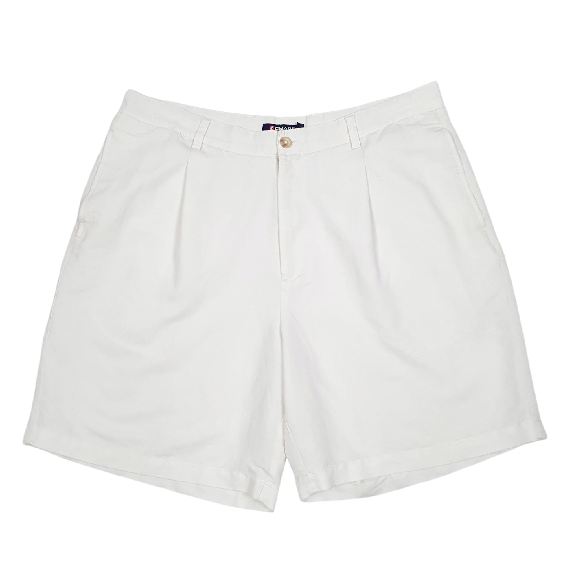 Mens White Chaps Golf Pleated Chino Shorts