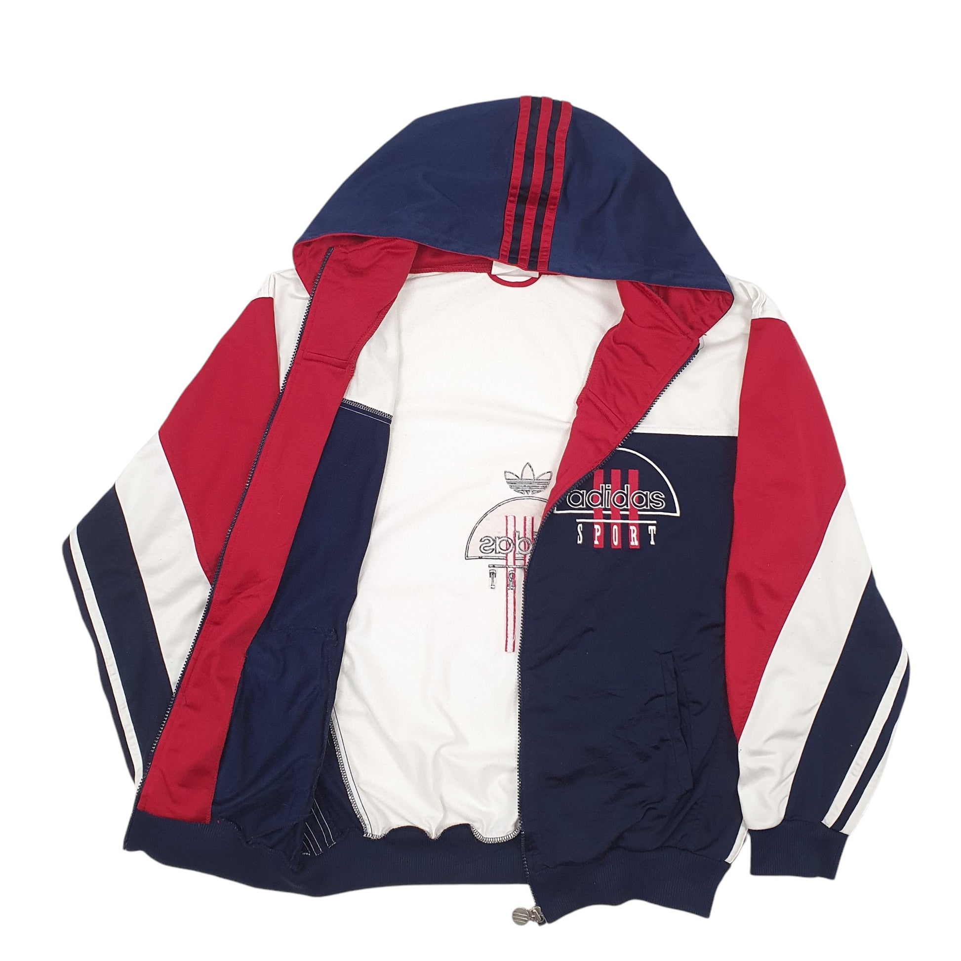 Mens Navy Adidas Vintage Spellout Full Zip Jumper