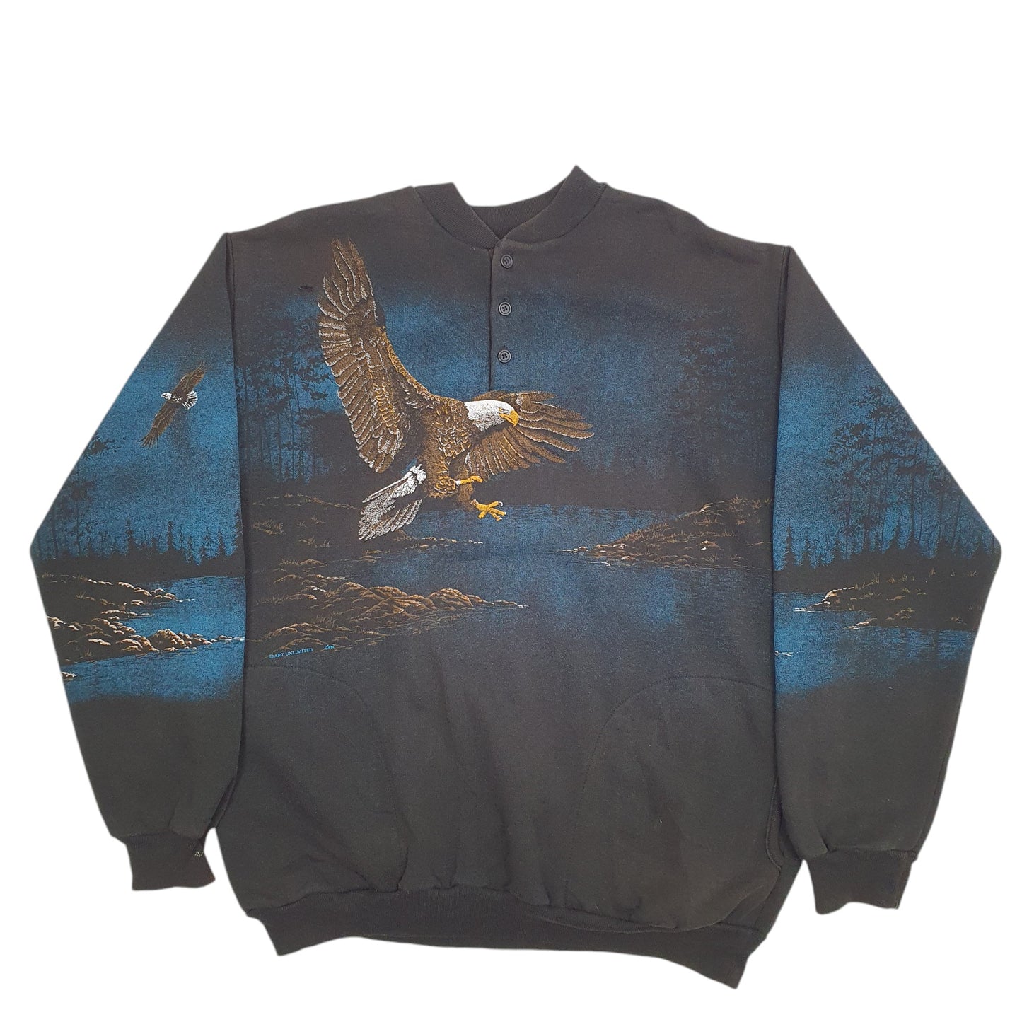 Mens Black Art Unlimited Sportswear Eagle Crewneck Jumper