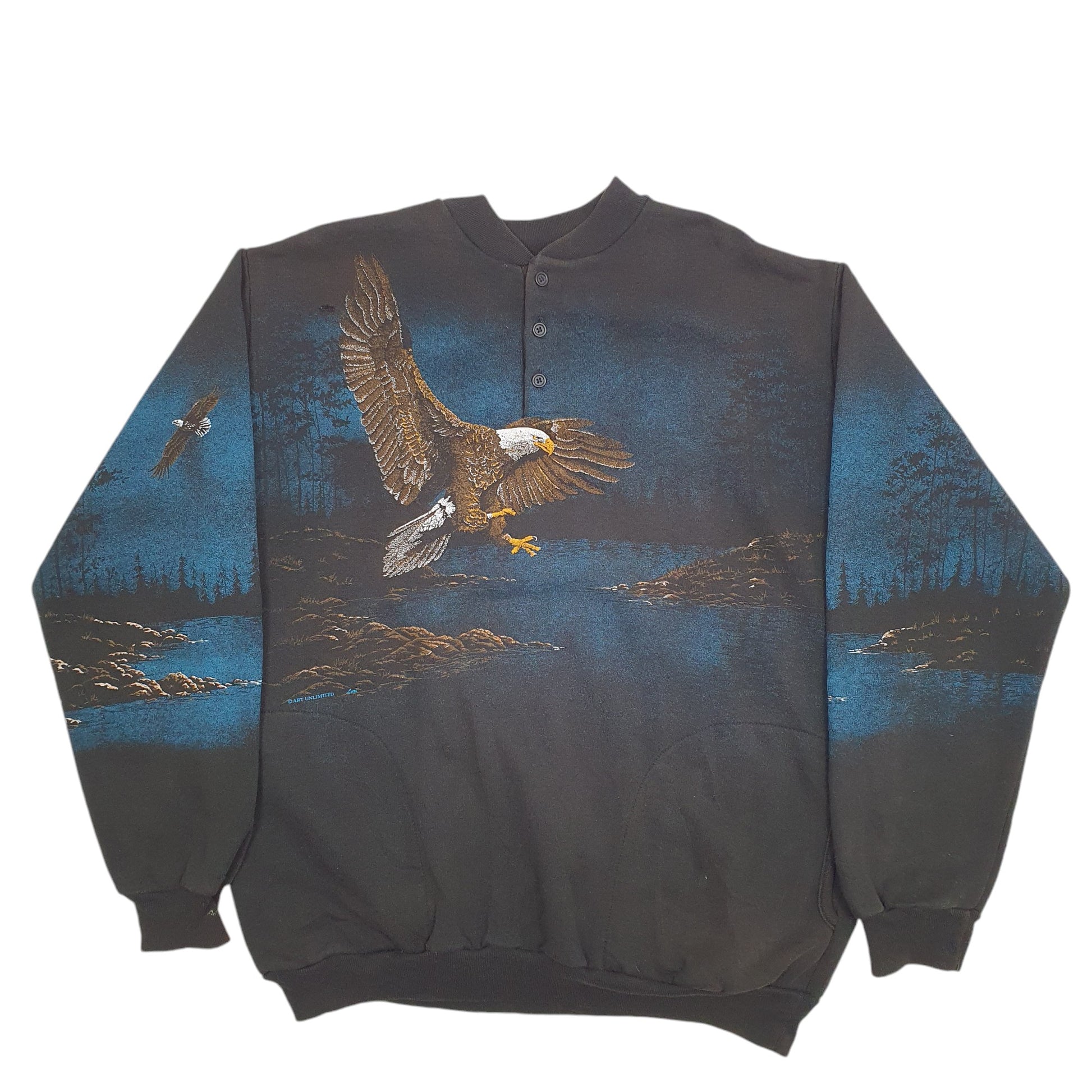 Mens Black Art Unlimited Sportswear Eagle Crewneck Jumper
