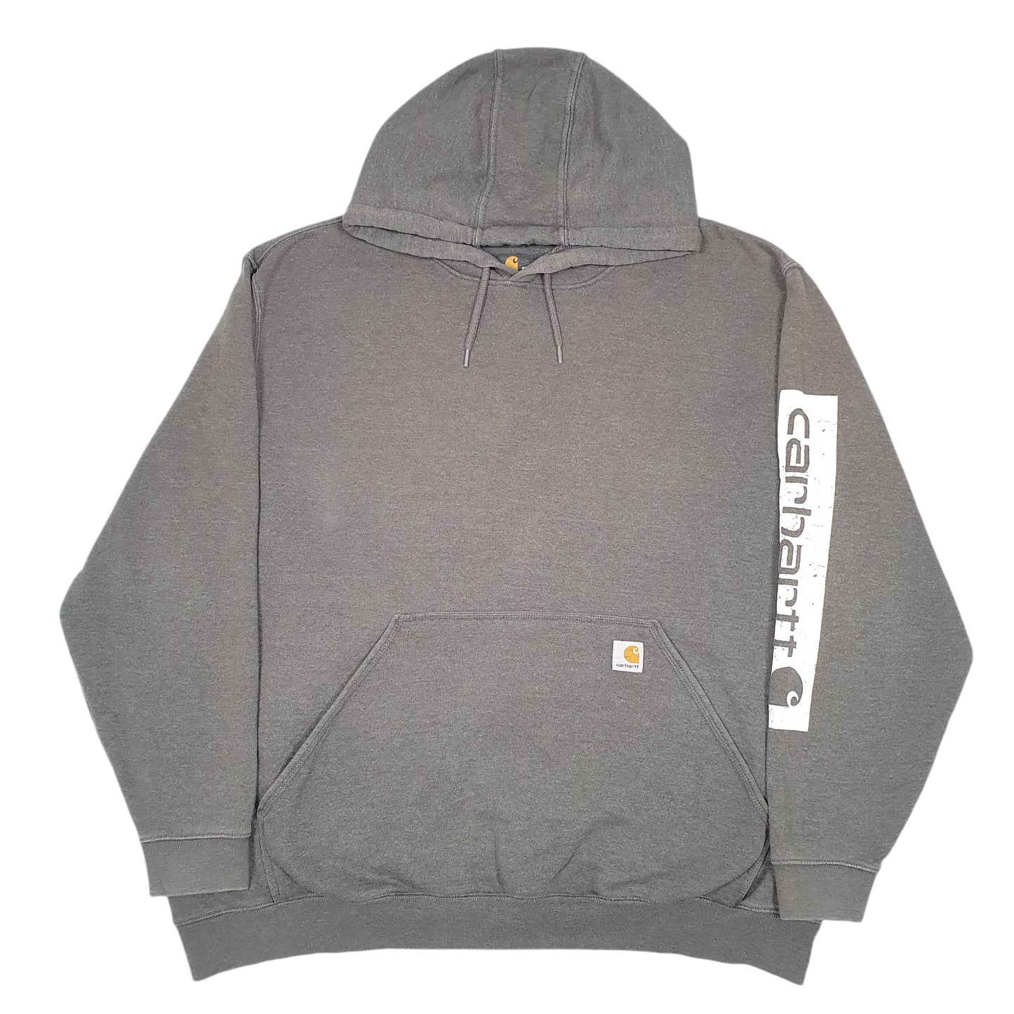 Mens Grey Carhartt Workwear Sleeve Spellout Hoodie Jumper