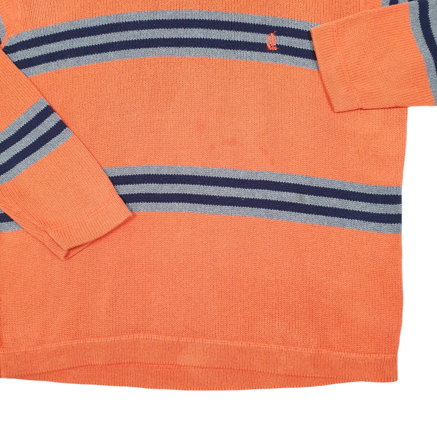 Mens Orange Nautica Knit Striped V Neck Jumper