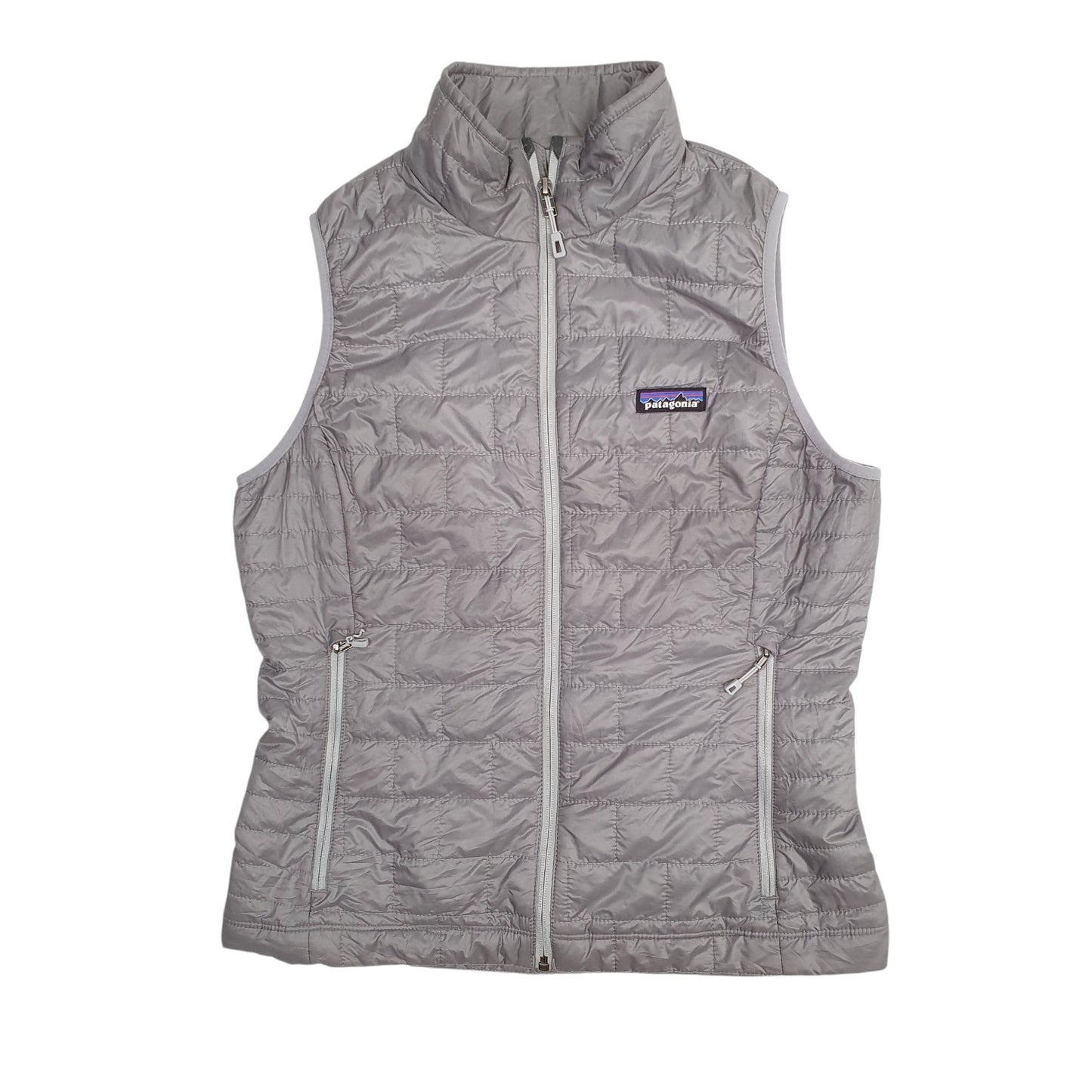 Womens Grey Patagonia Nano Puff Puffer Vest Full Zip Coat