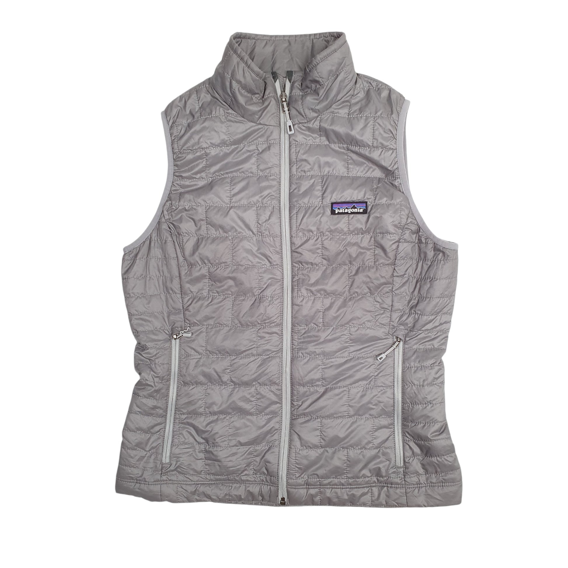 Womens Grey Patagonia Nano Puff Puffer Vest Full Zip Coat