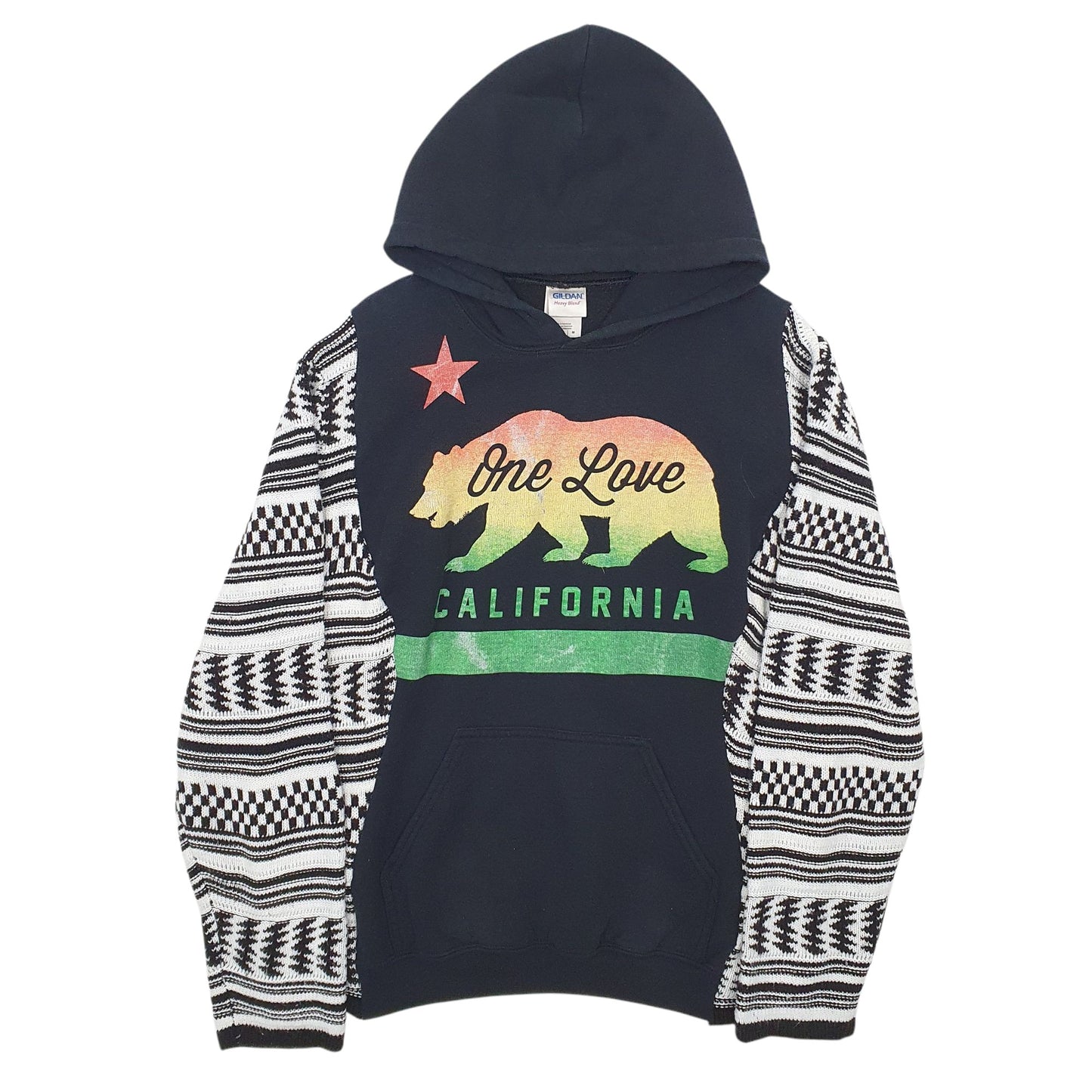 Mens Black Gildan Reworked Hoodie Jumper