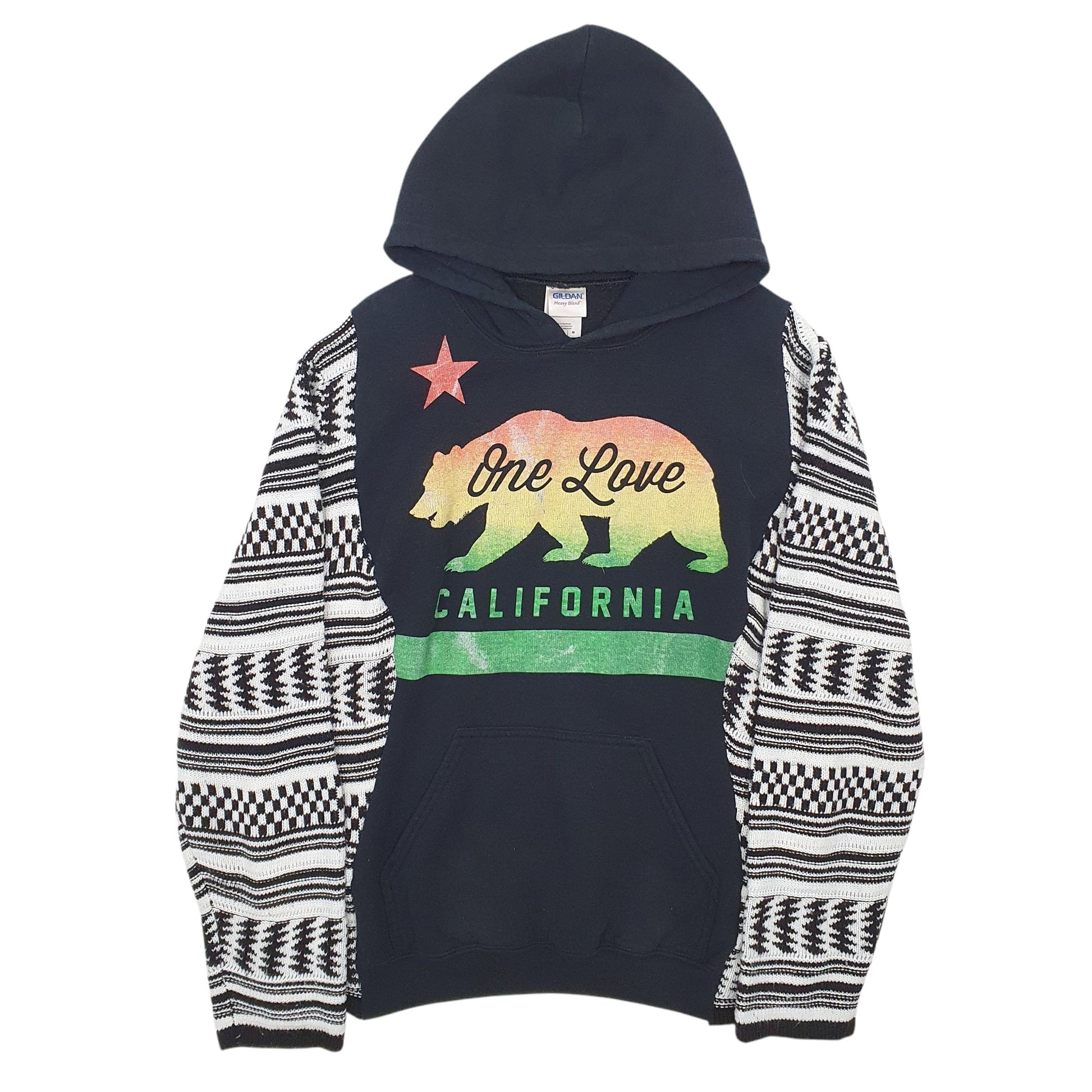 Mens Black Gildan Reworked Hoodie Jumper