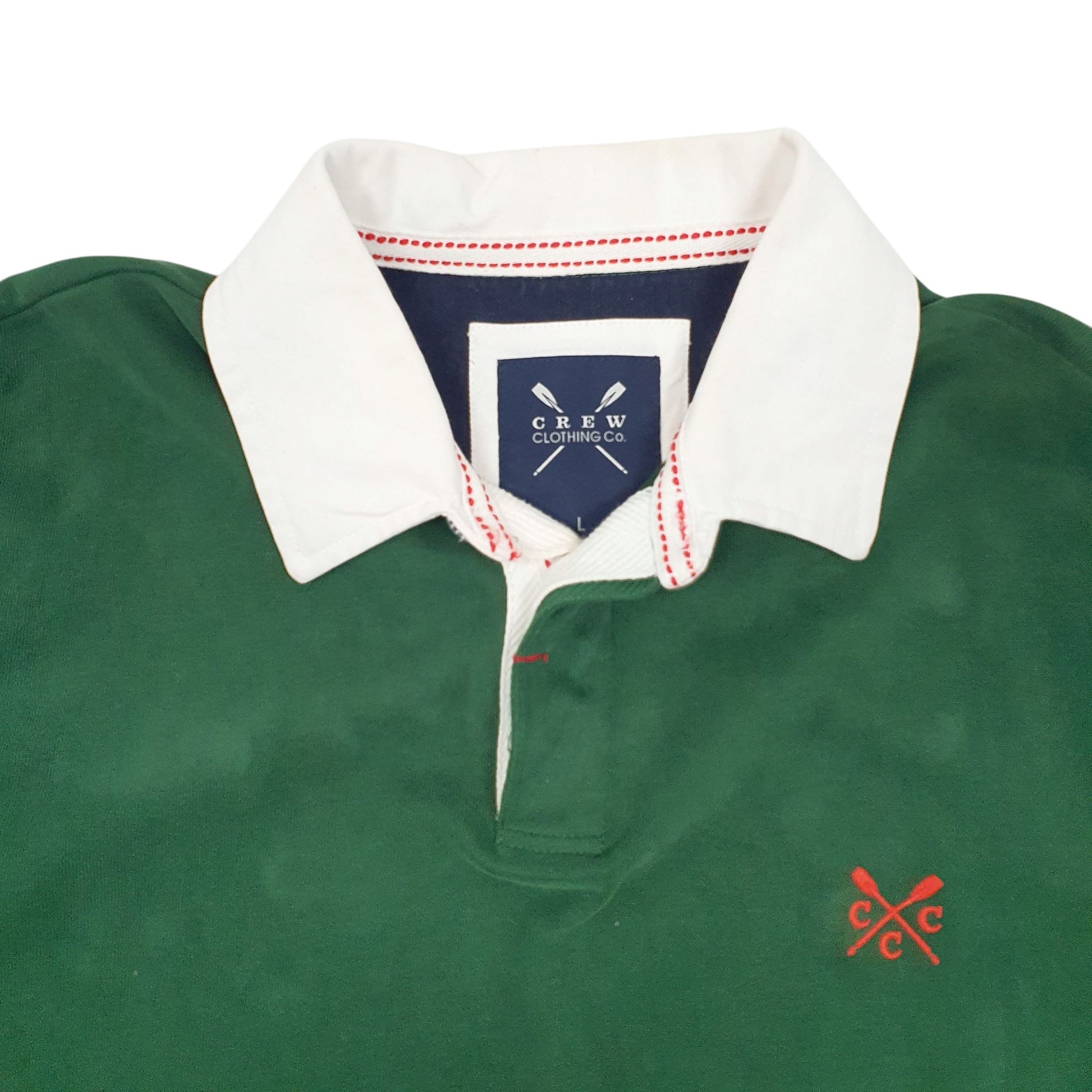 Mens Green Crew Clothing Company  Long Sleeve Polo Shirt