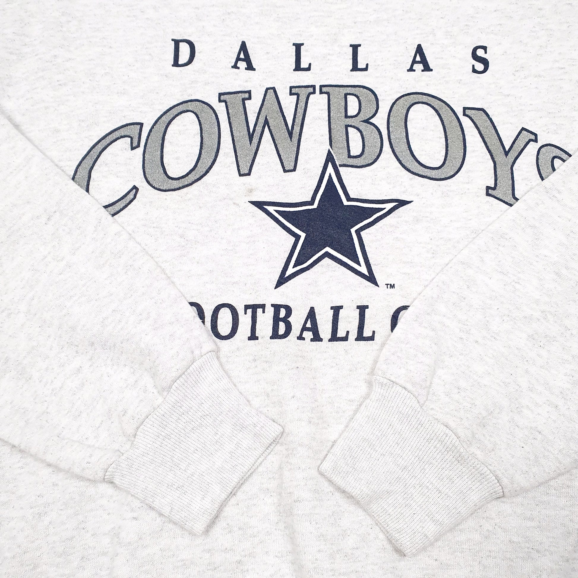 Mens Grey Nutmeg Mills Vintage 1995 90s Dallas Cowboys Football Made In USA Crewneck Jumper