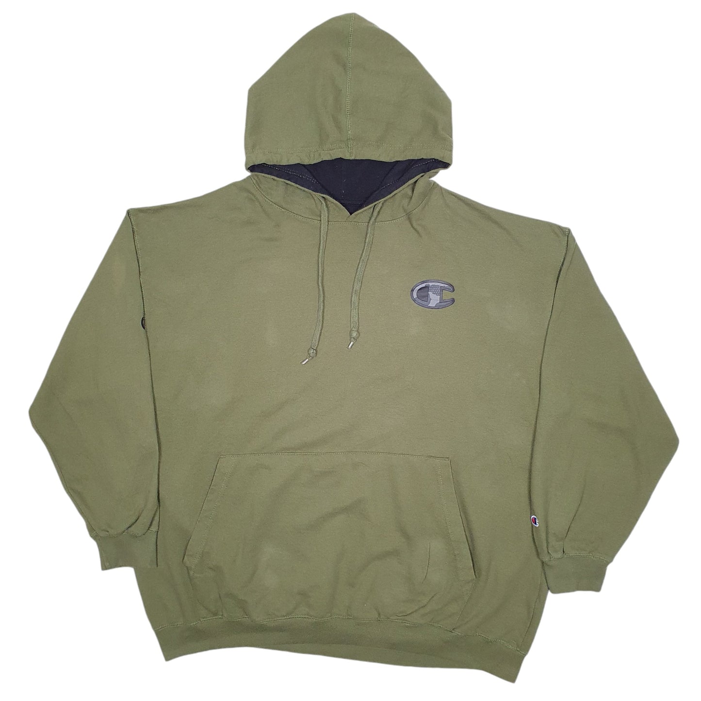 Mens Green Champion Spellout Hoodie Jumper