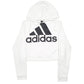 Womens White Adidas Cropped Short Spellout Gym Workout Hoodie Jumper
