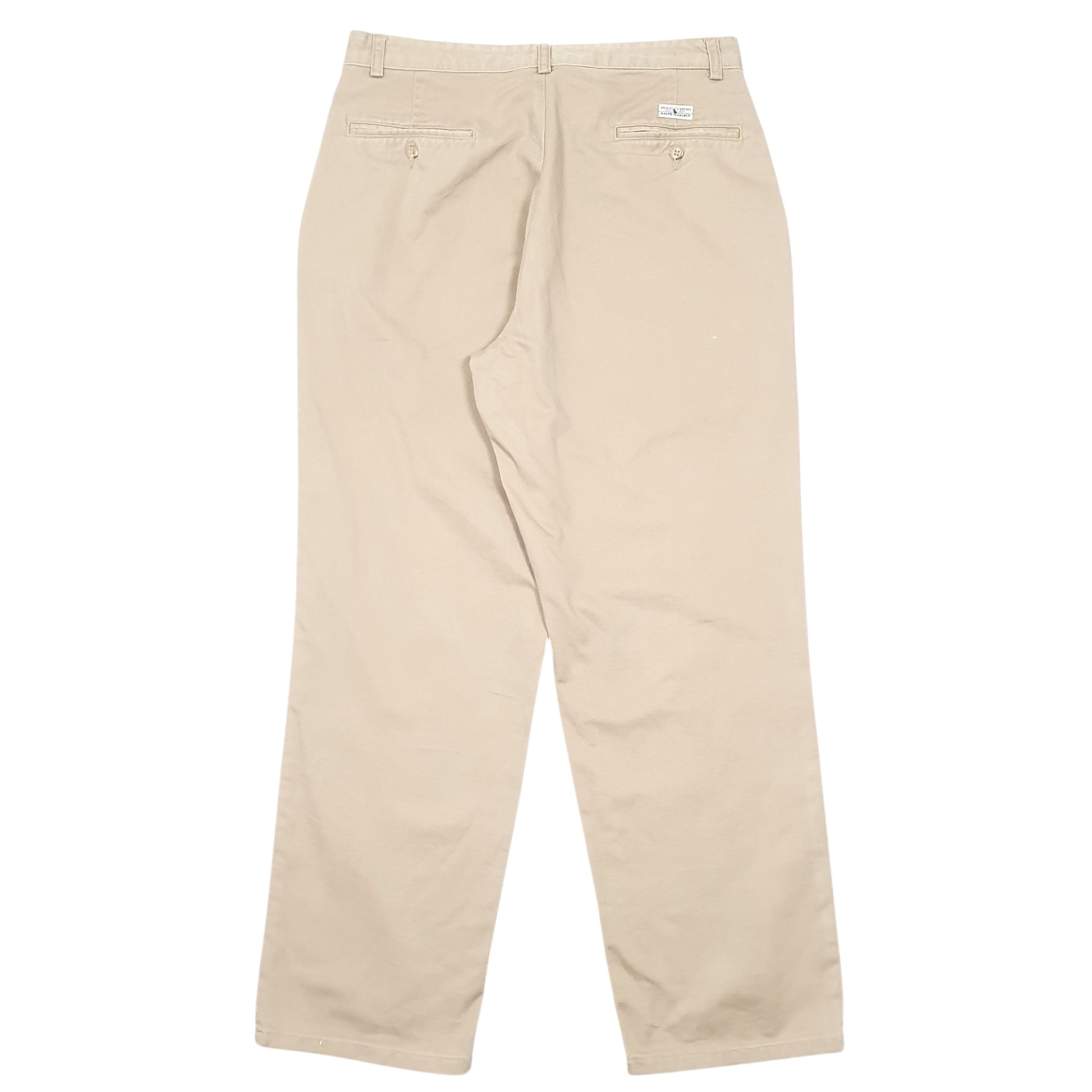 Mens Beige Polo Ralph Lauren Vintage Flat Front Chino Trousers